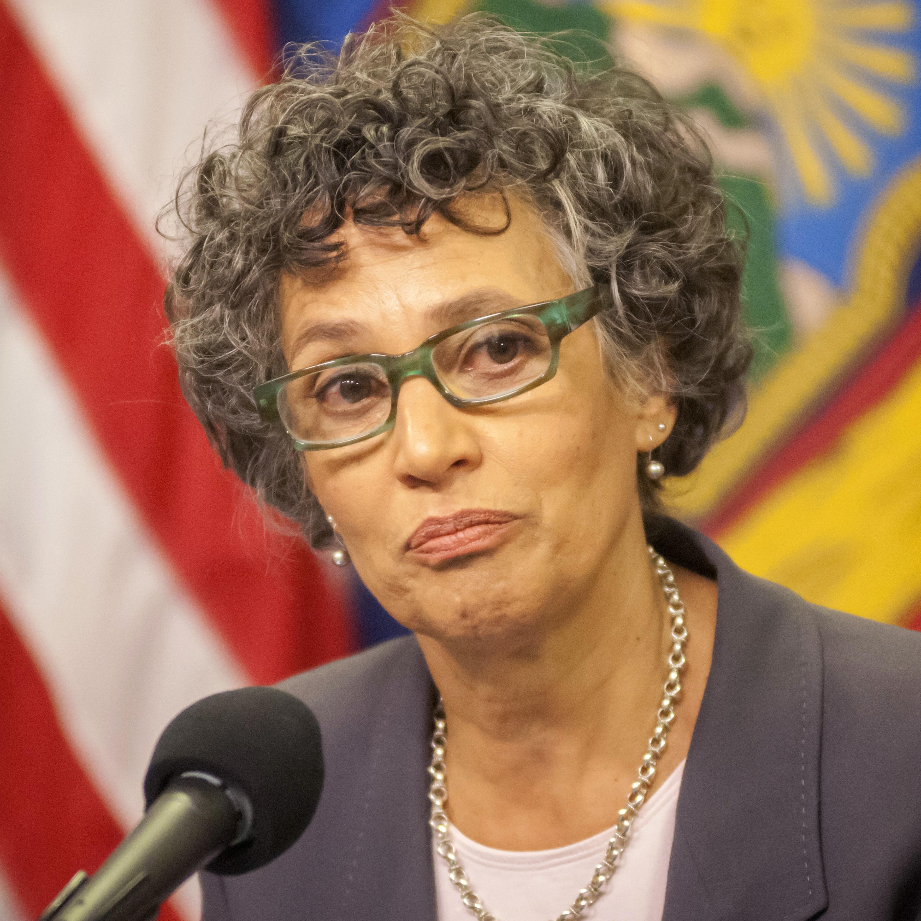 Dr. Mary Travis Bassett, Commissioner Of the NY Dept. Of Health and Mental Hygiene speaks at a news conference in the Office of Emergency Management at Bellevue Hospital in New York City on Oct. 24, 2014.