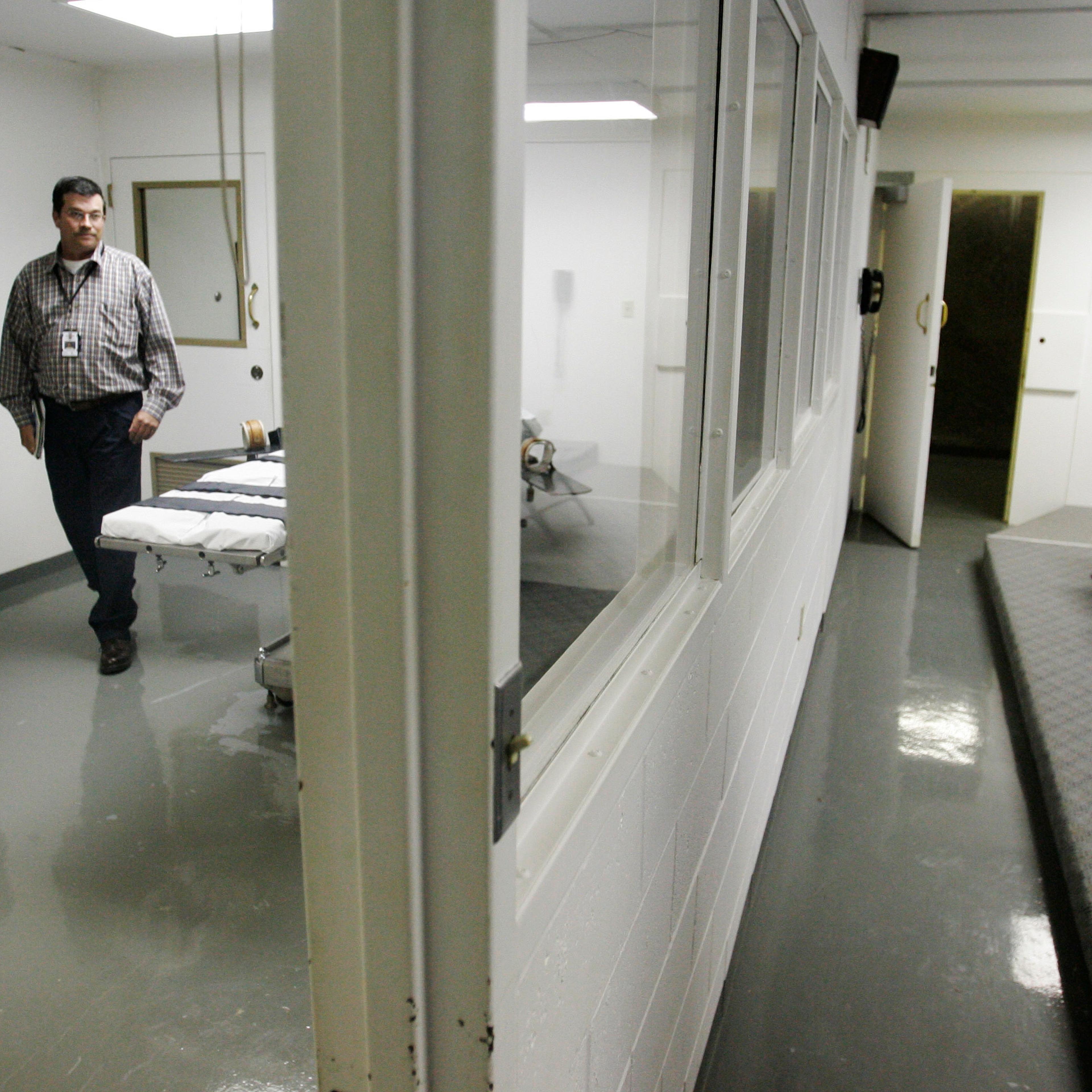The execution chamber at the Oklahoma prison where Clayton Lockett was put to death in 2014