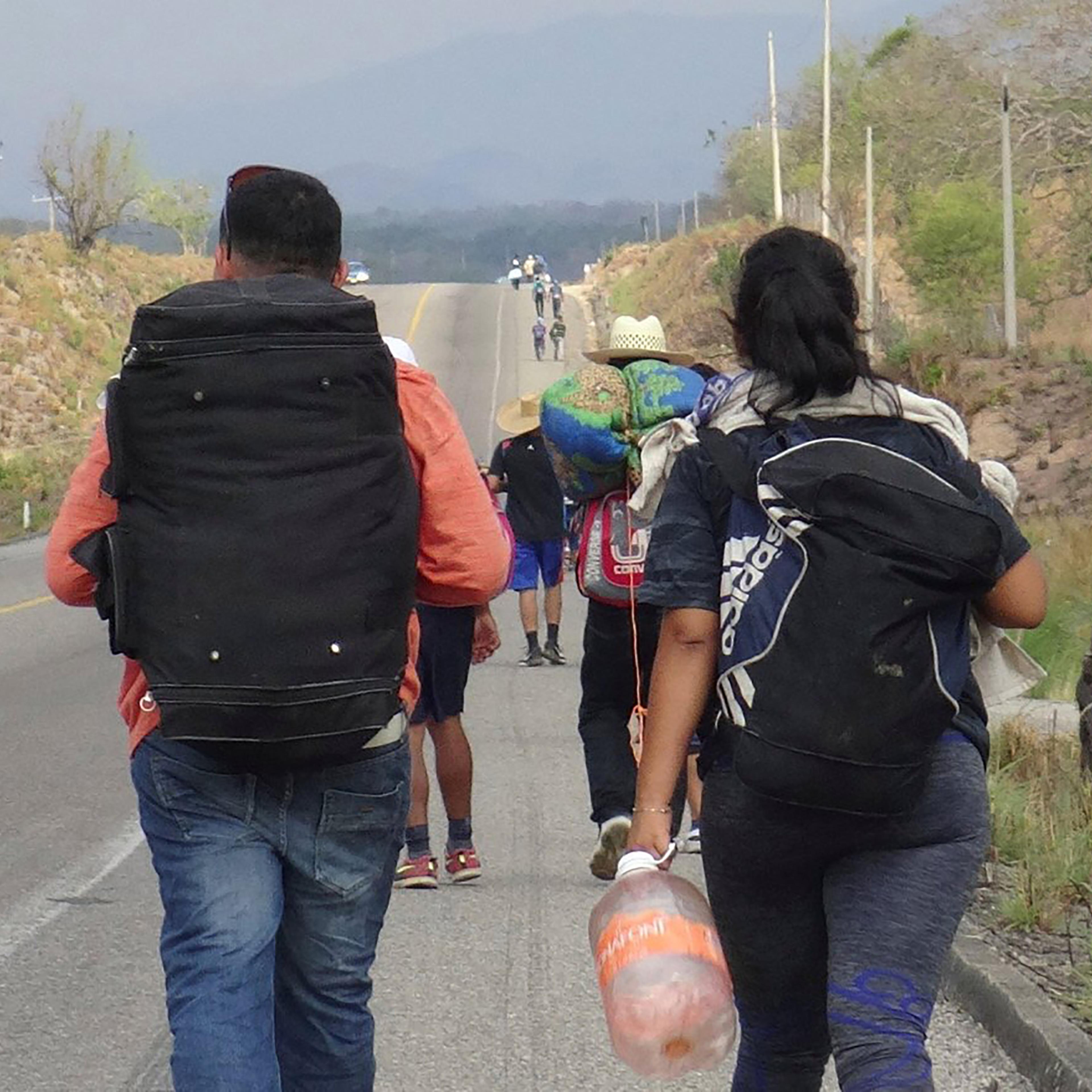 Central American migrants arrive at in Ixtepec, Oaxaca, Mexico, before continuing their journey to the U.S. despite U.S. President Donald Trump's vow to stamp out illegal immigration