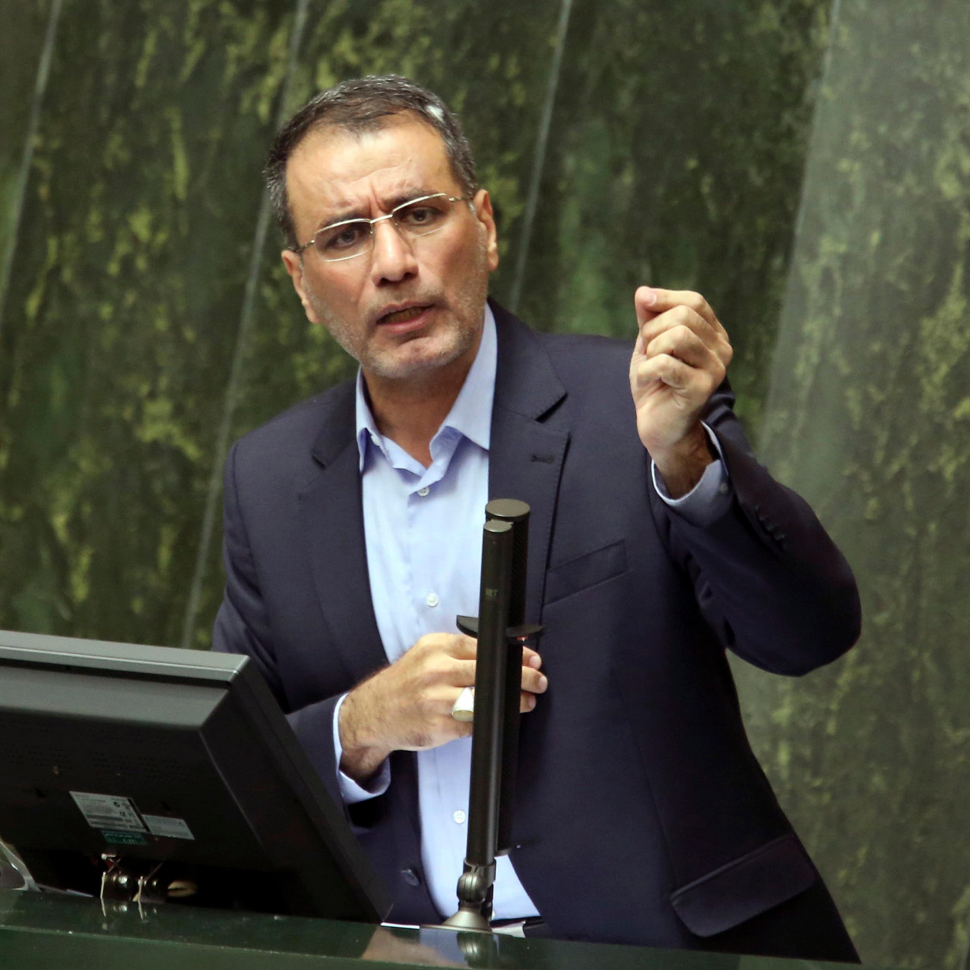 Iran's Science, Research and Technology Minister Reza Faraji Dana speaks during his impeachment in an open session of the parliament in Tehran, Aug. 20, 2014.