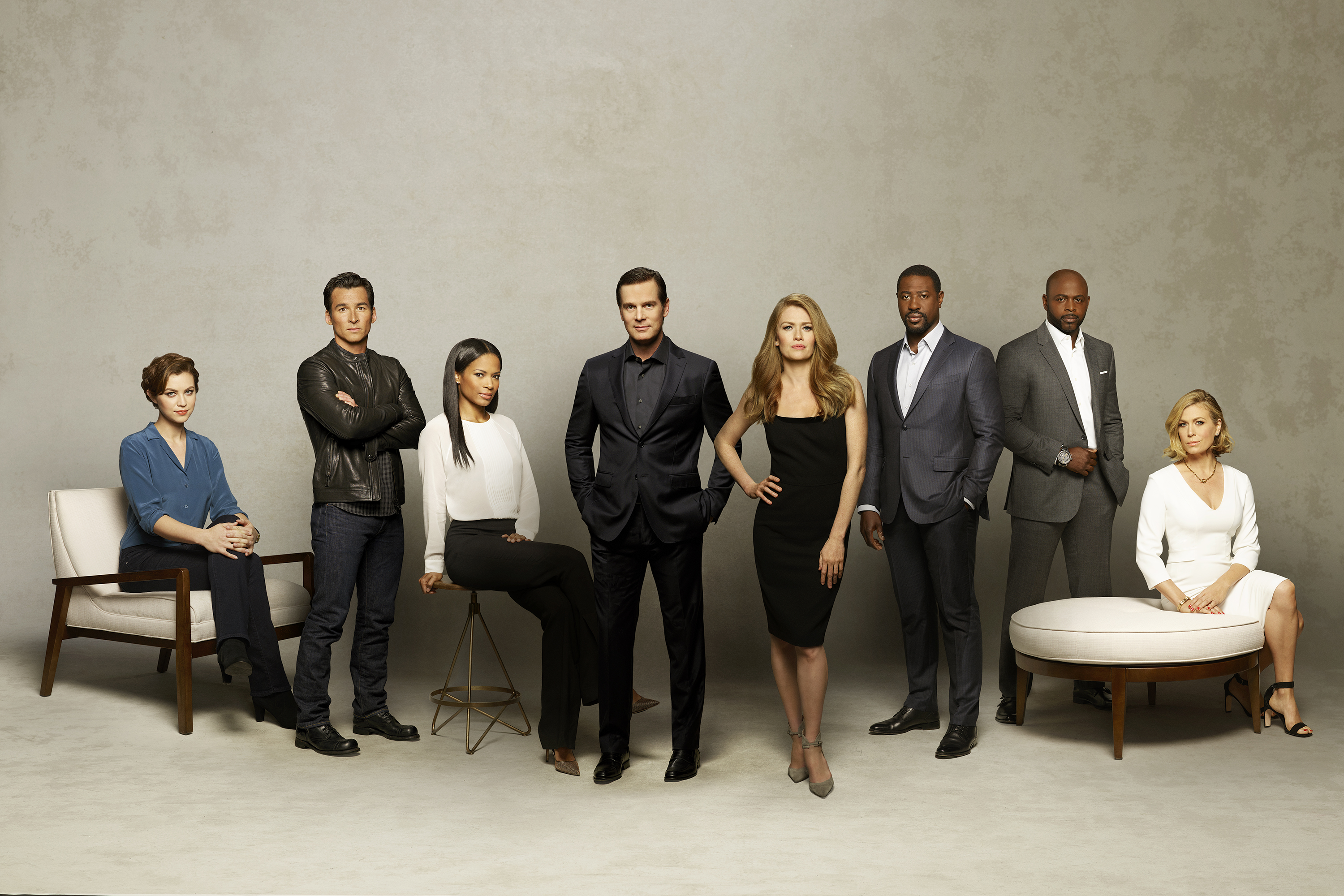 ABC's 'The Catch' stars Elvy Yost as Sophie, Jay Hayden as Danny, Rose Rollins as Valerie, Peter Krause as Benjamin, Mireille Enos as Alice, Jackie Ido as Jules, Alimi Ballard as Reggie and Sonya Walger as Margot.