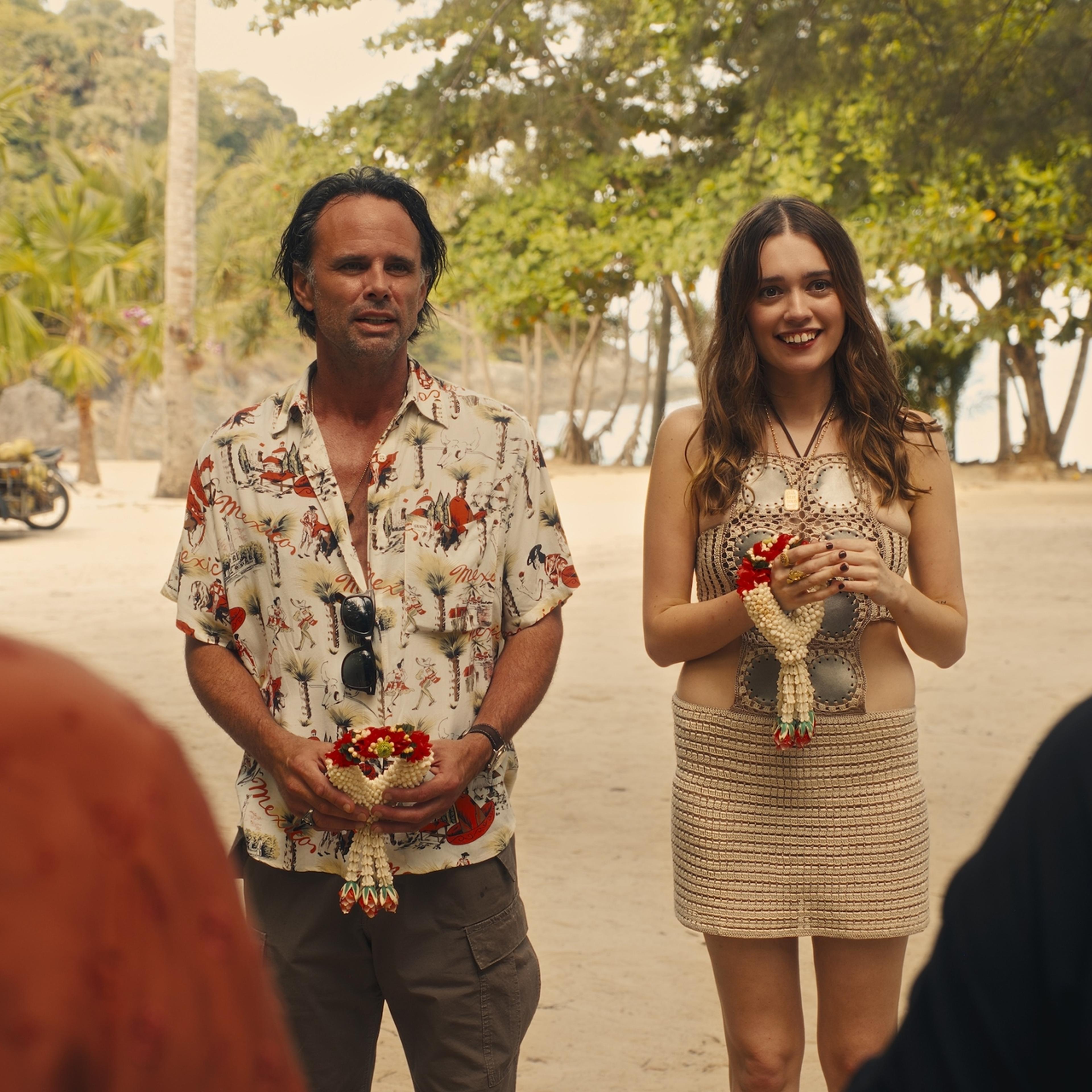 Walton Goggins and Aimee Lou Wood in <i>The White Lotus</i>