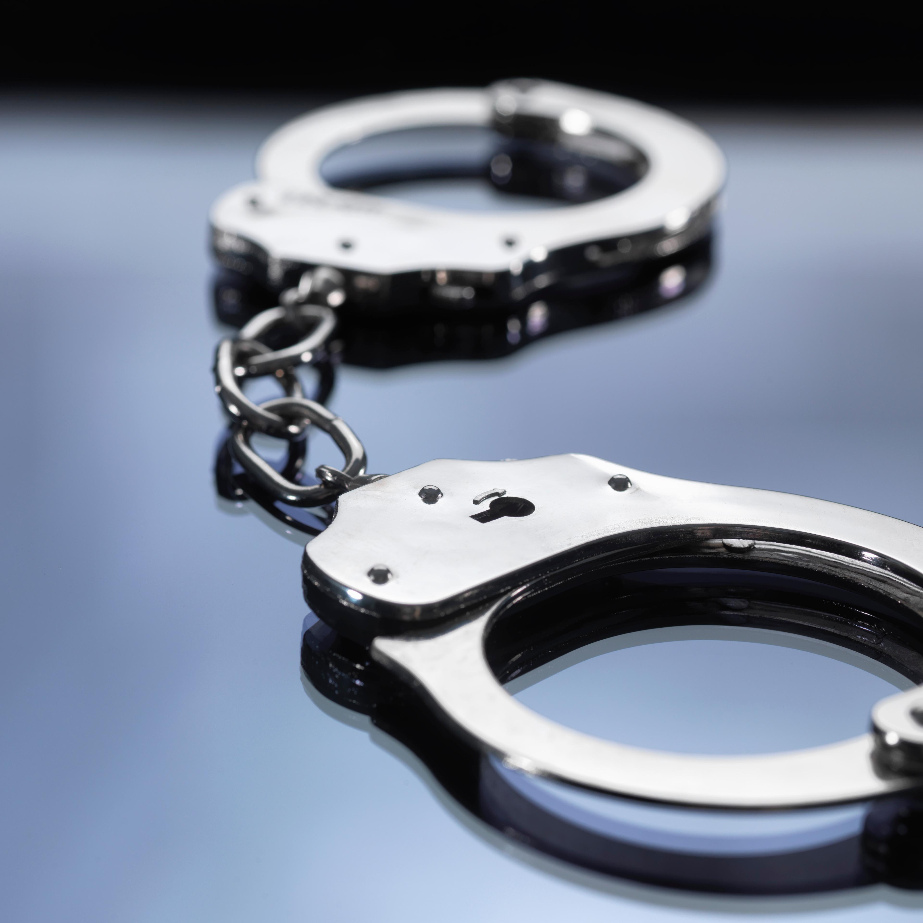 Close up of metal handcuffs