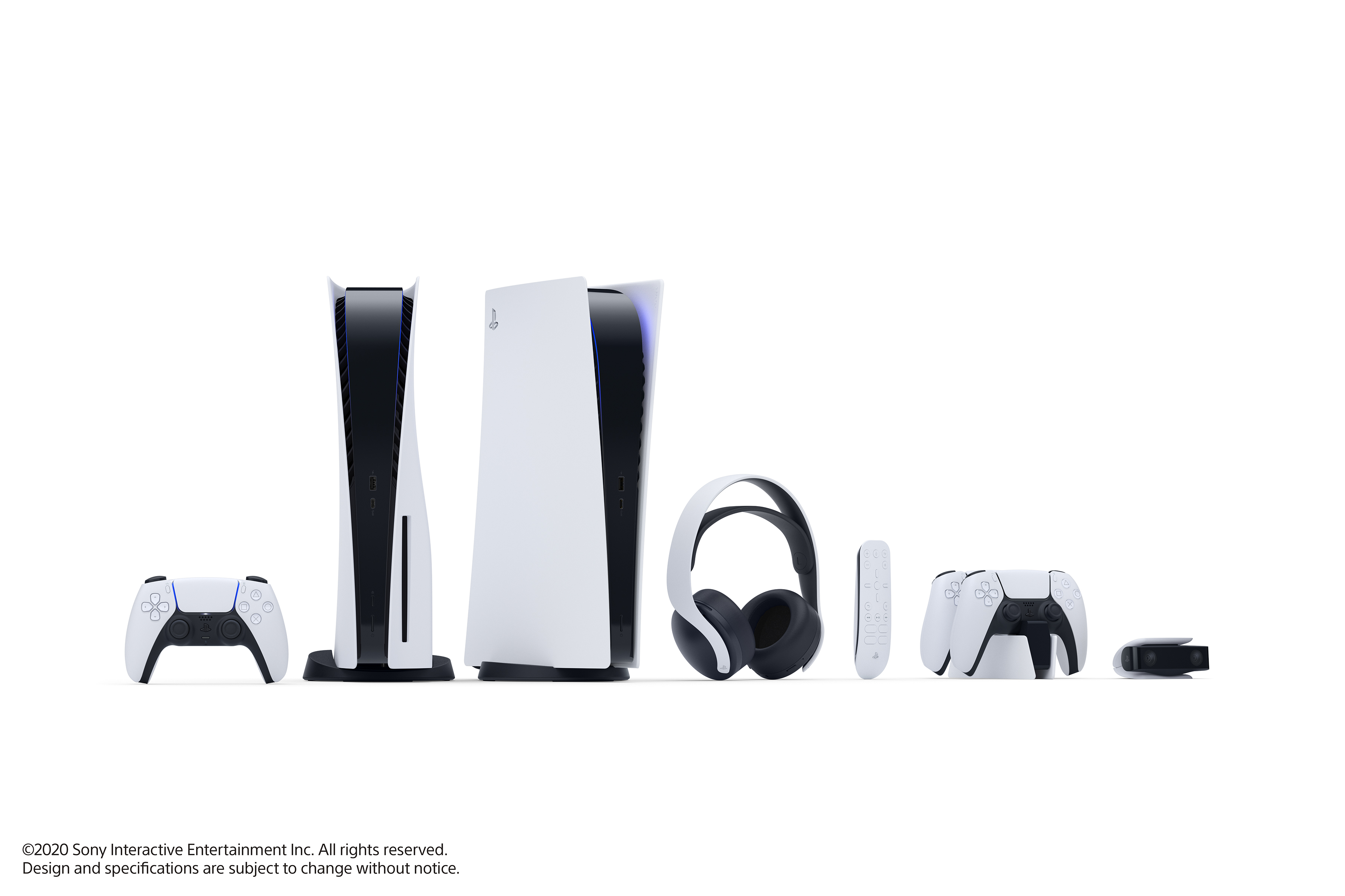 The PlayStation 5 console and accessories.