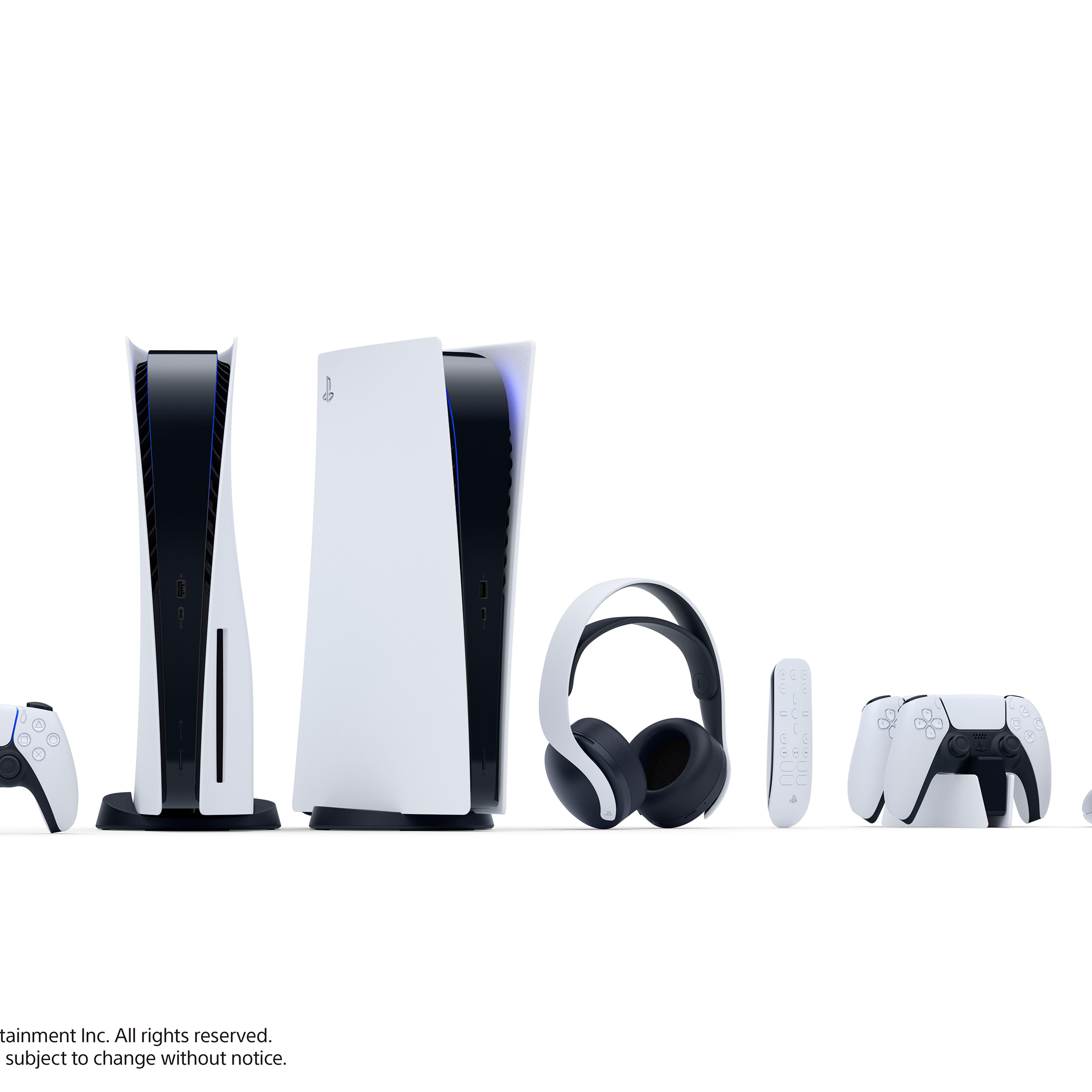 The PlayStation 5 console and accessories.