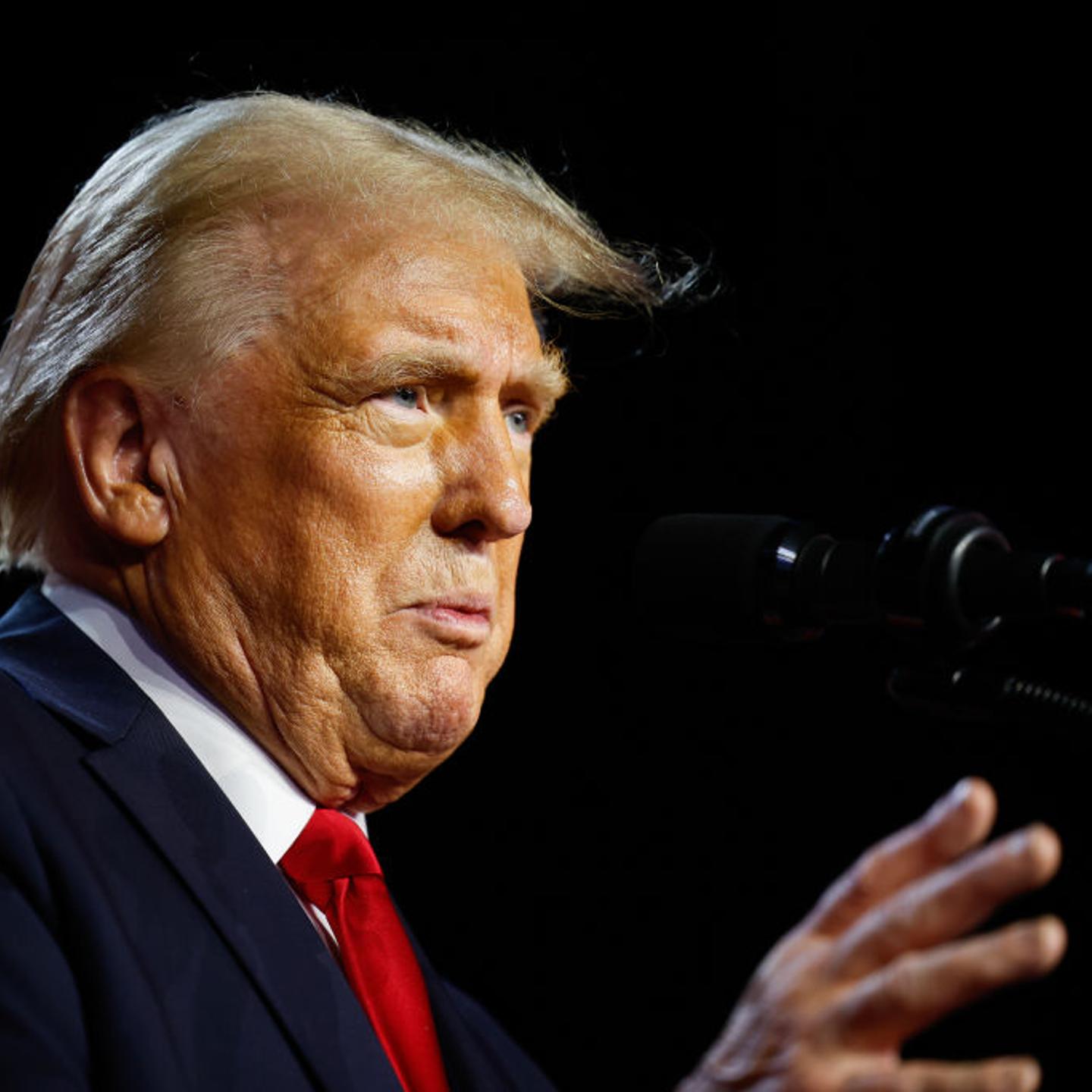 President-elect Donald Trump speaks during an election night event at the Palm Beach Convention Center in West Palm Beach, Fla. Nov. 6, 2024.