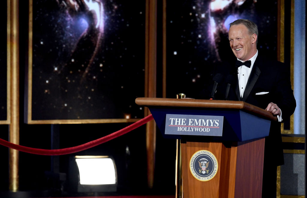 Sean Spicer onstage during the 69th Annual Primetime Emmy Awards at Microsoft Theater on Sept. 17, 2017 in Los Angeles, California.