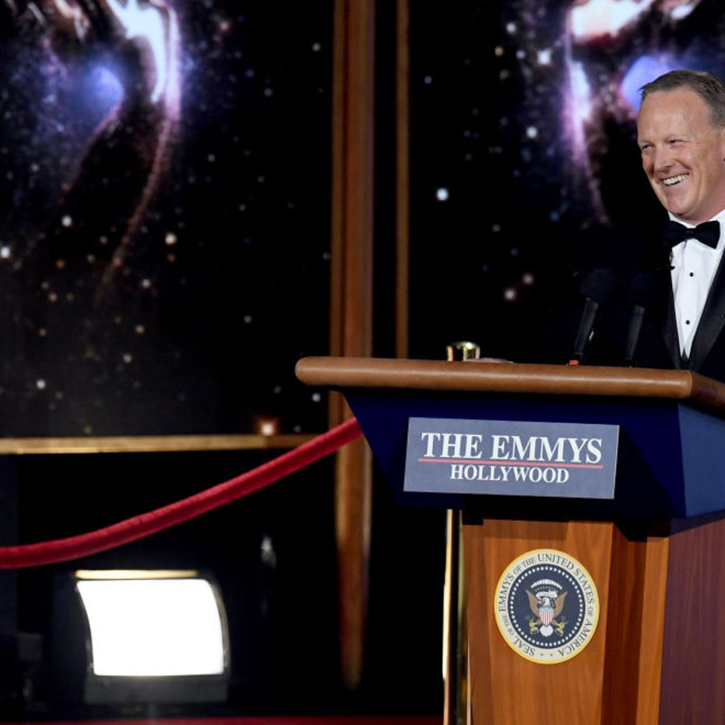 Sean Spicer onstage during the 69th Annual Primetime Emmy Awards at Microsoft Theater on Sept. 17, 2017 in Los Angeles, California.