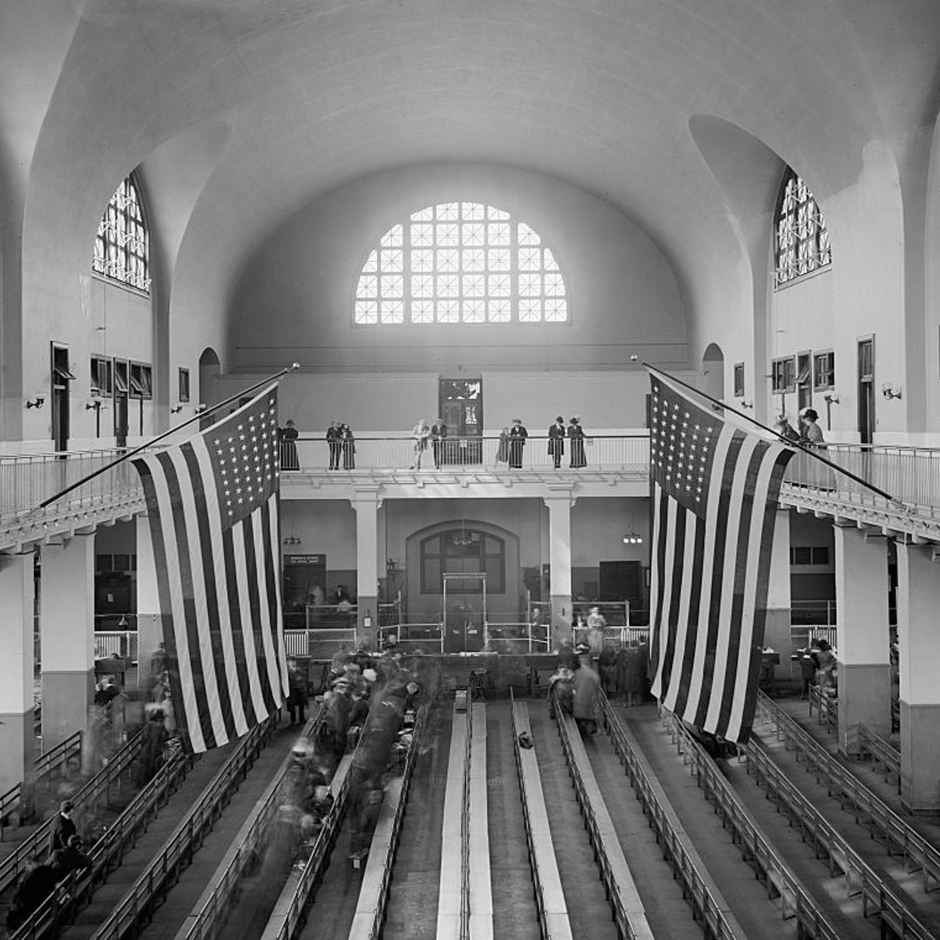 Inspection Room, Ellis Island, New York City, USA, circa 1910