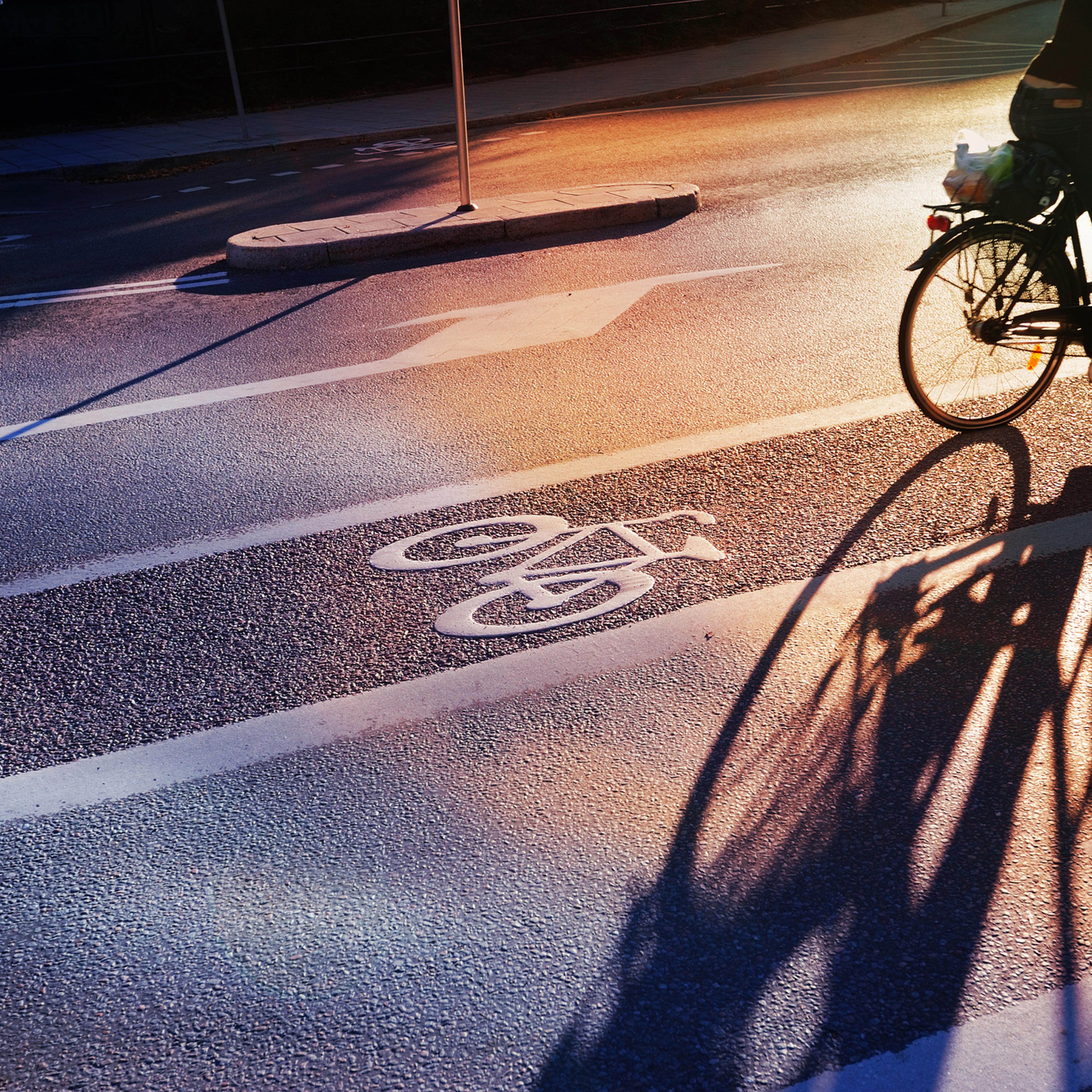 Bicyclist crossing bike lane