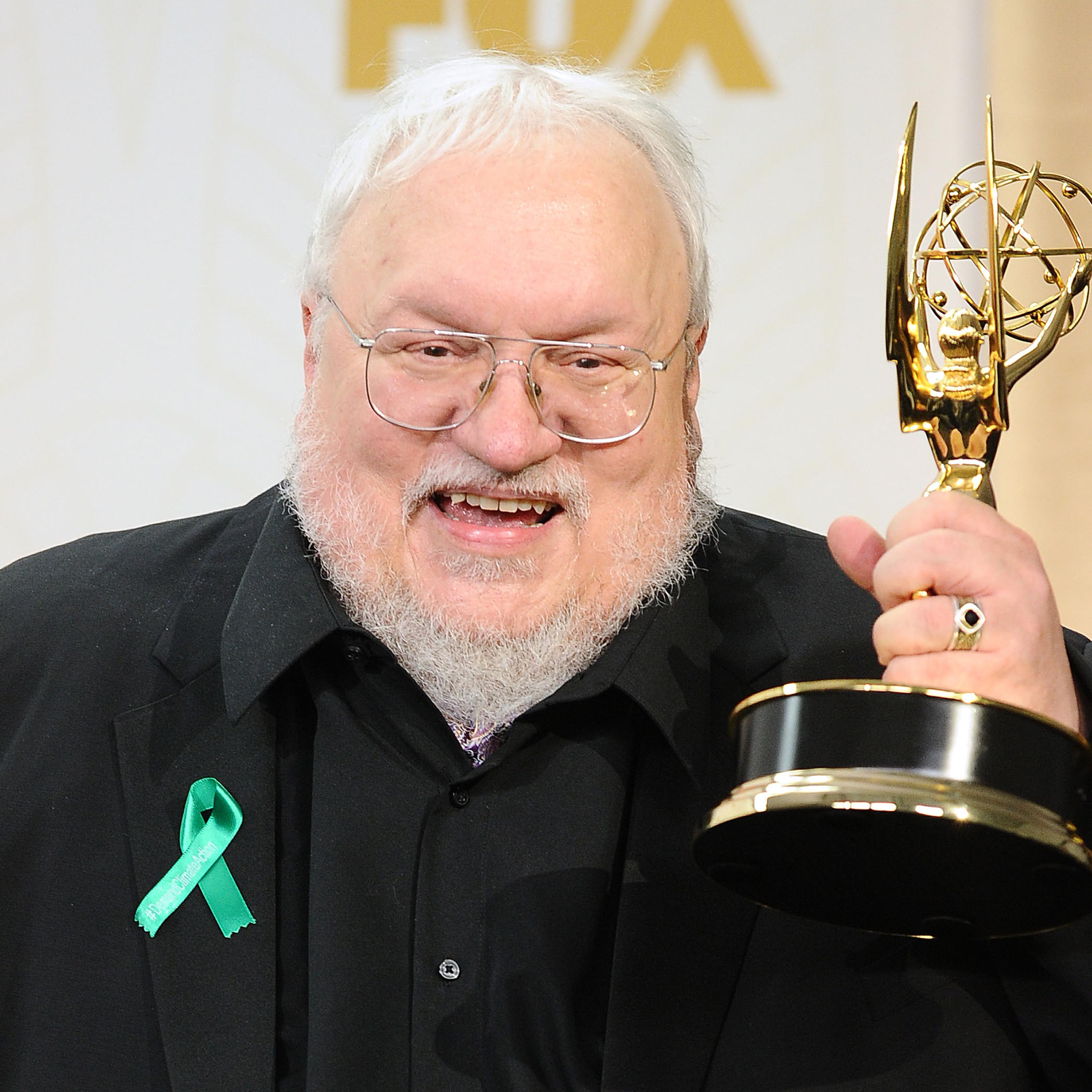 George R.R. Martin poses in the press room at the 67th annual Primetime Emmy Awards at Microsoft Theater on September 20, 2015 in Los Angeles, California.