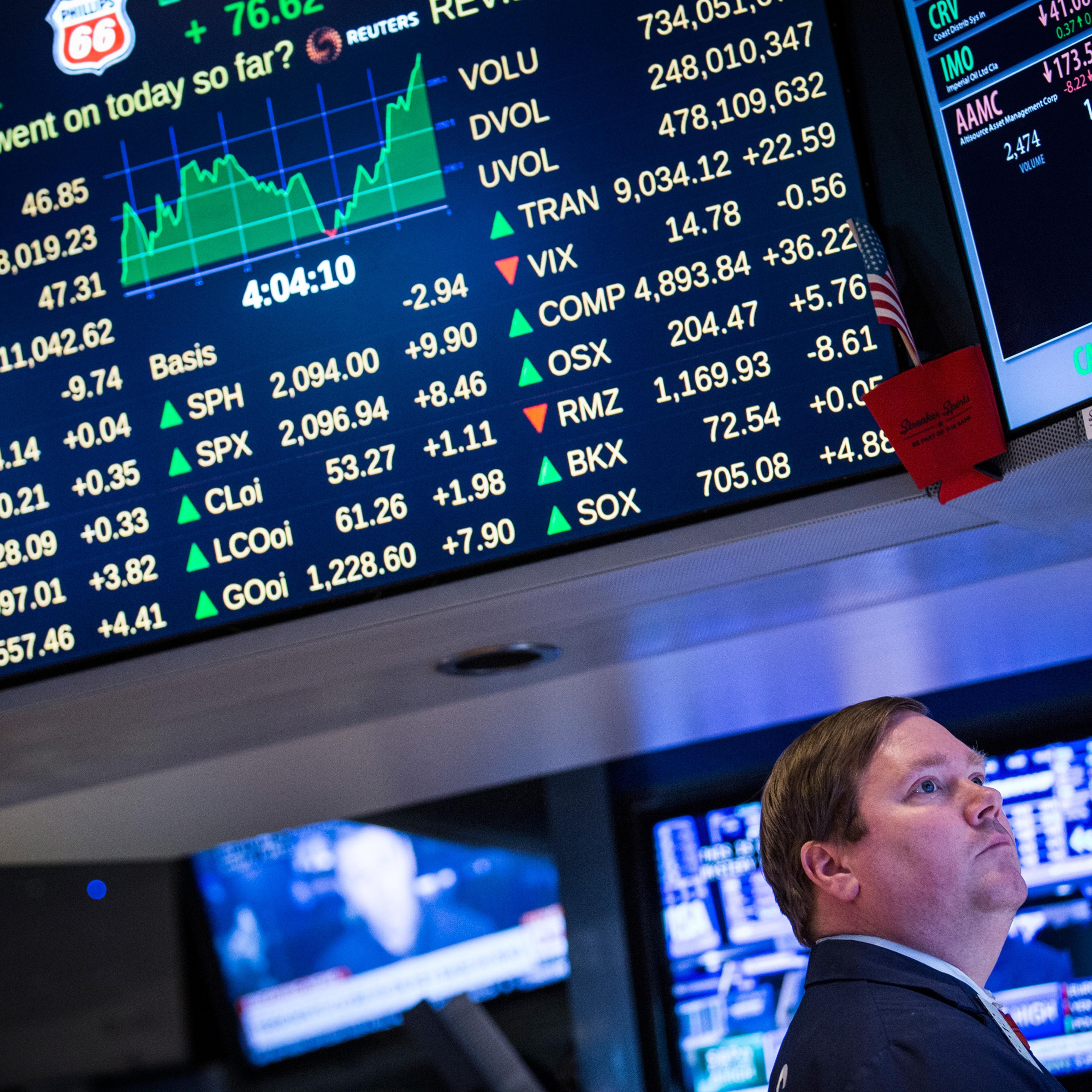 A trader works on the floor of the New York Stock Exchange during the afternoon of Feb. 13, 2015 in New York City.