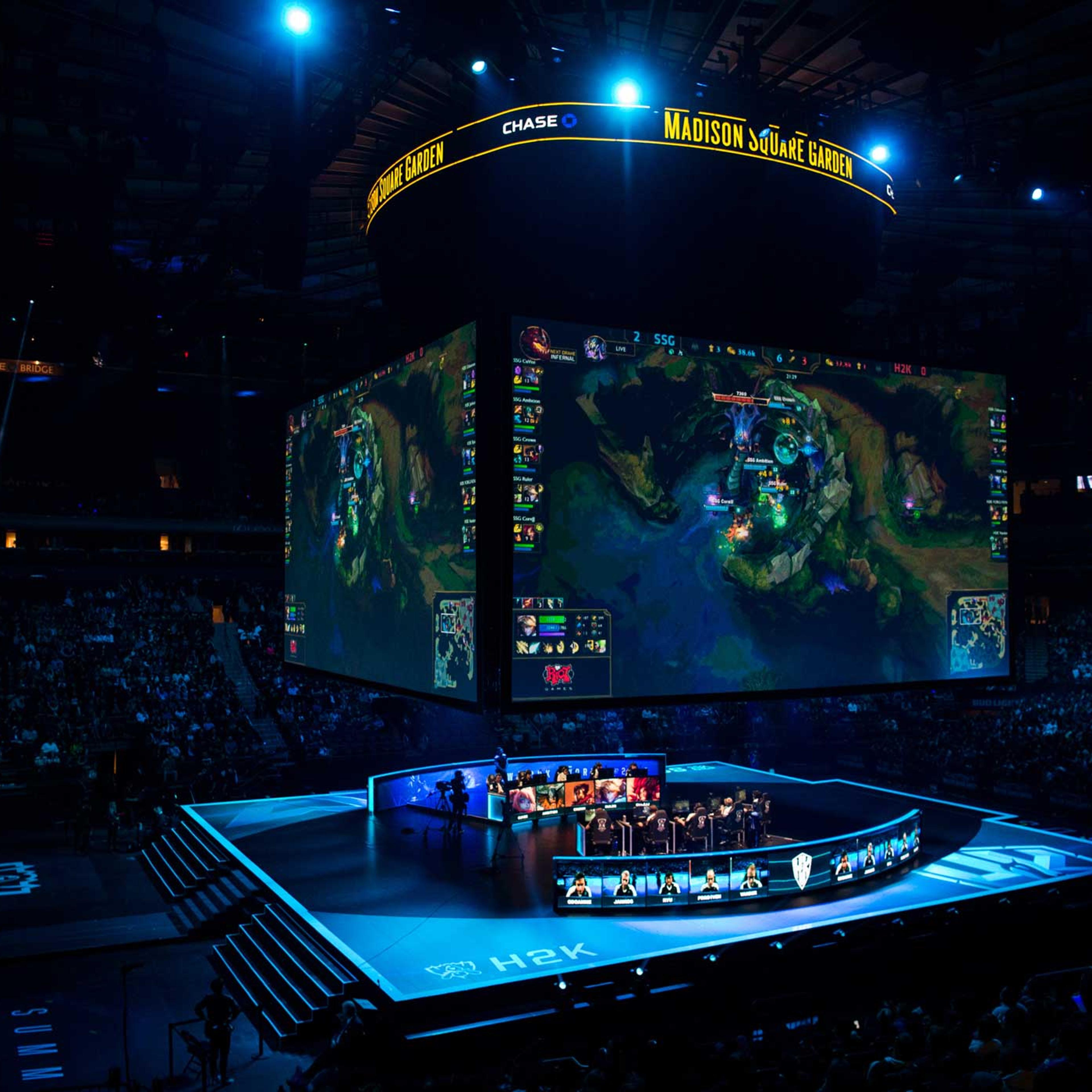 A sold-out crowd watches the second semifinal matchup for the League of Legends World Championship between Samsung Galaxy and H2k-Gaming. Mark Kauzlarich for TIME