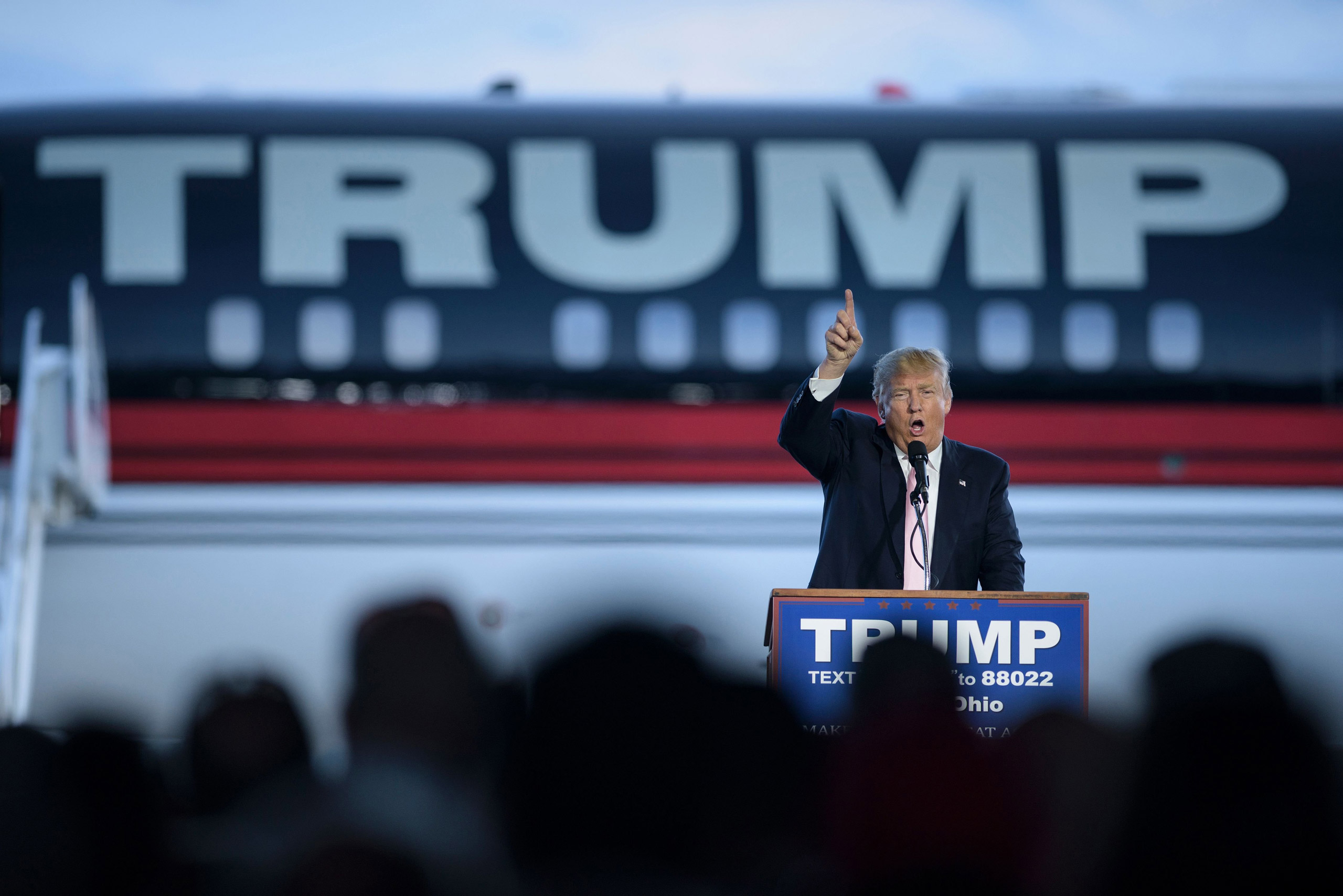 US presidential hopeful Donald Trump speaks during a rally March 14, 2016 in Vienna Center, Ohio. The six remaining White House hopefuls made a frantic push for votes March 14, 2016 on the eve of make-or-break nominating contests, with Donald Trump's Rep