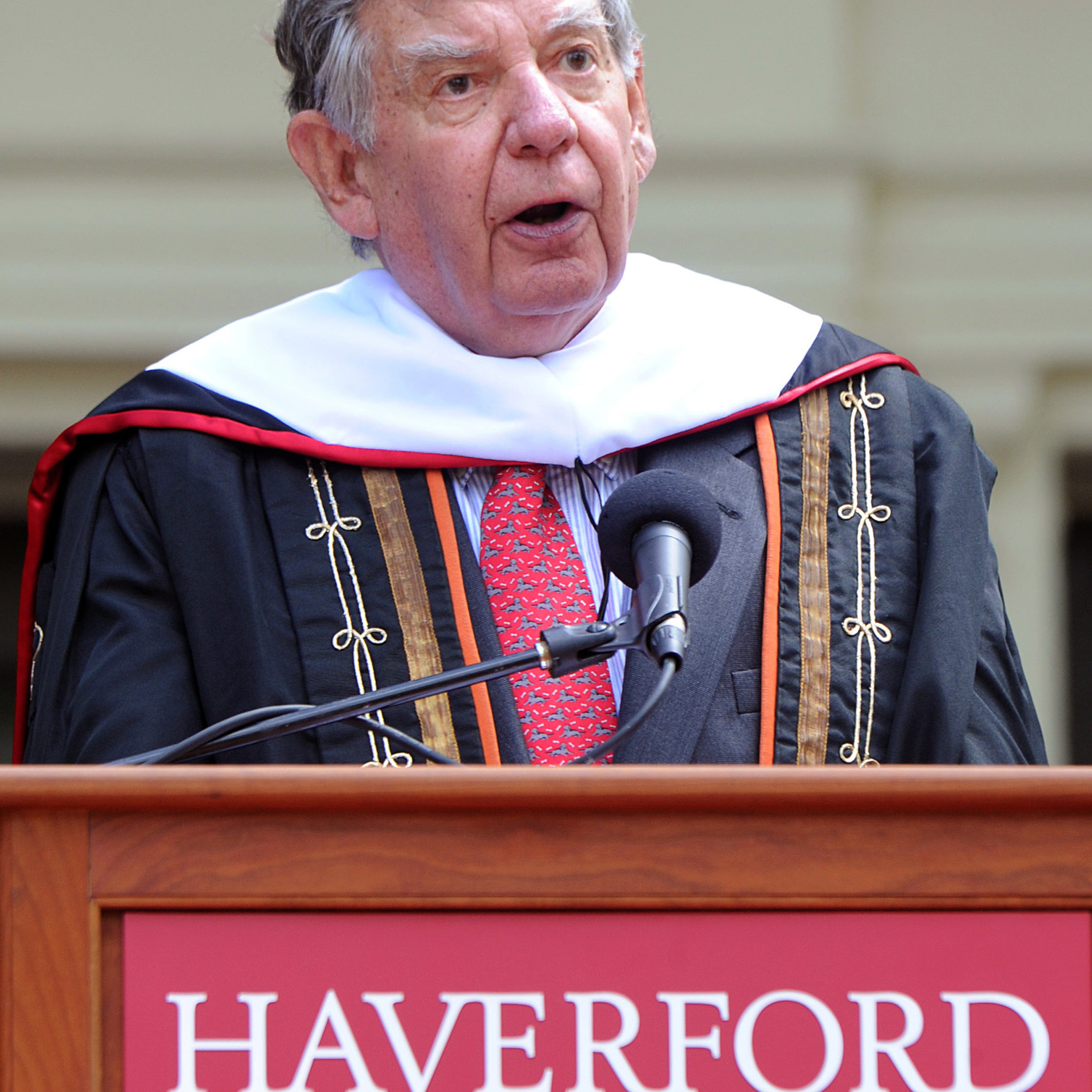 William Bowen, former president of Princeton University, delivers his second commencement speech to the 2014 graduates of Haverford College, on May 18, 2014.