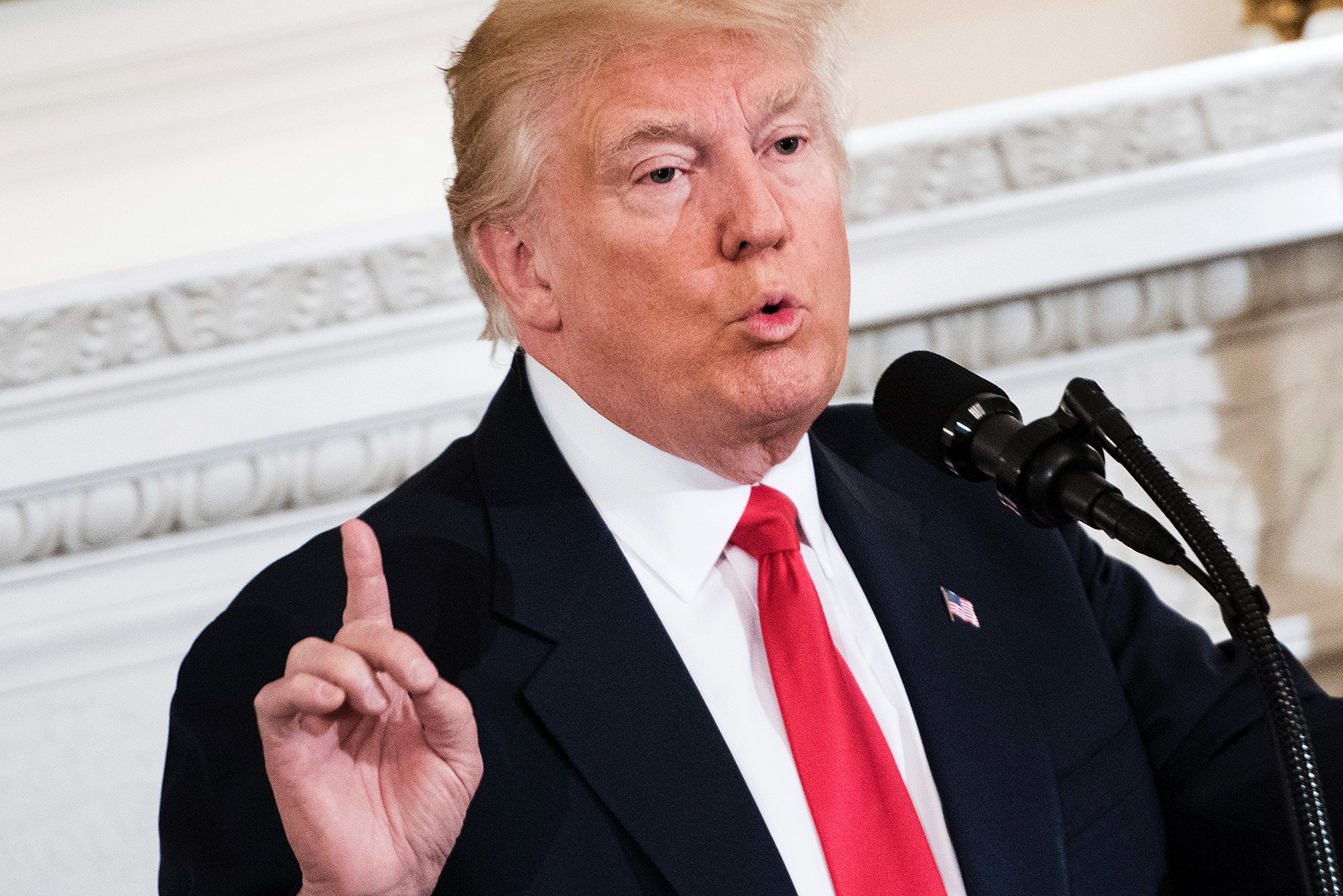 Donald Trump speaks to members of the National Governors Association and his administration before a meeting in the State Dining Room of the White House, on Feb. 27, 2017 in Washington, D.C.