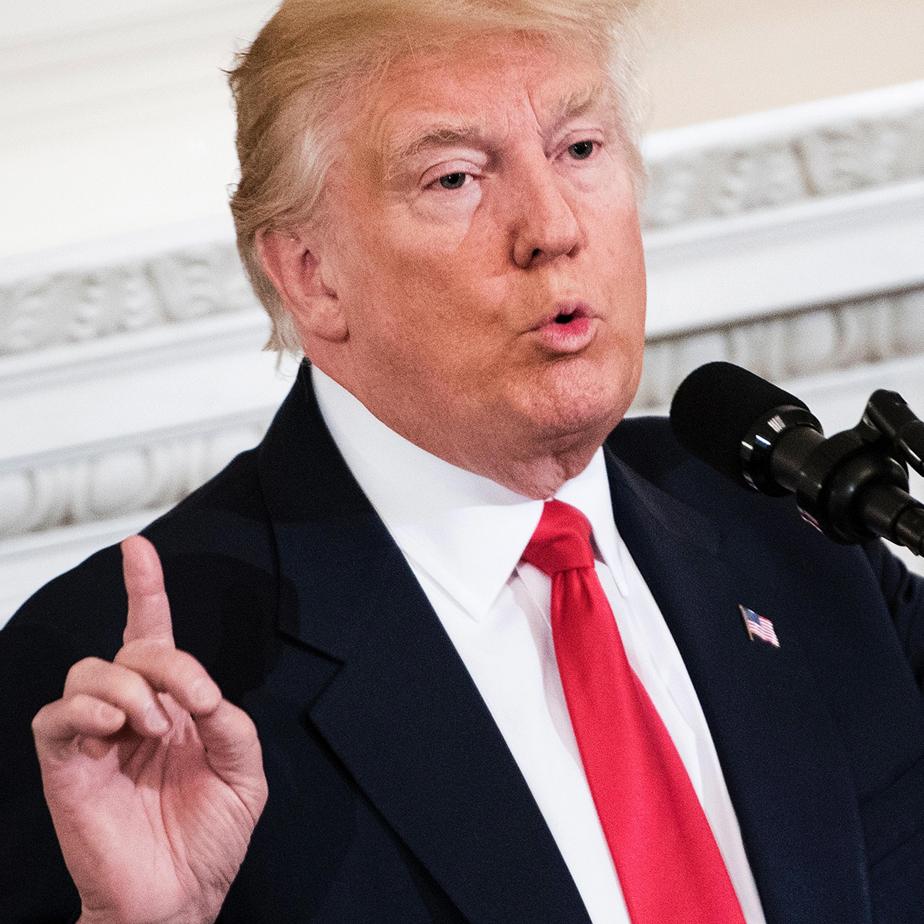 Donald Trump speaks to members of the National Governors Association and his administration before a meeting in the State Dining Room of the White House, on Feb. 27, 2017 in Washington, D.C.