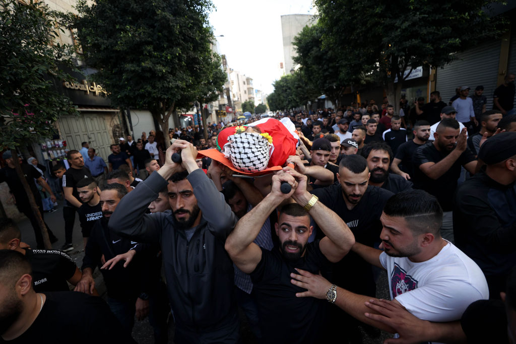 Funeral ceremony of Palestinians at Al-Jalazun Refugee Camp