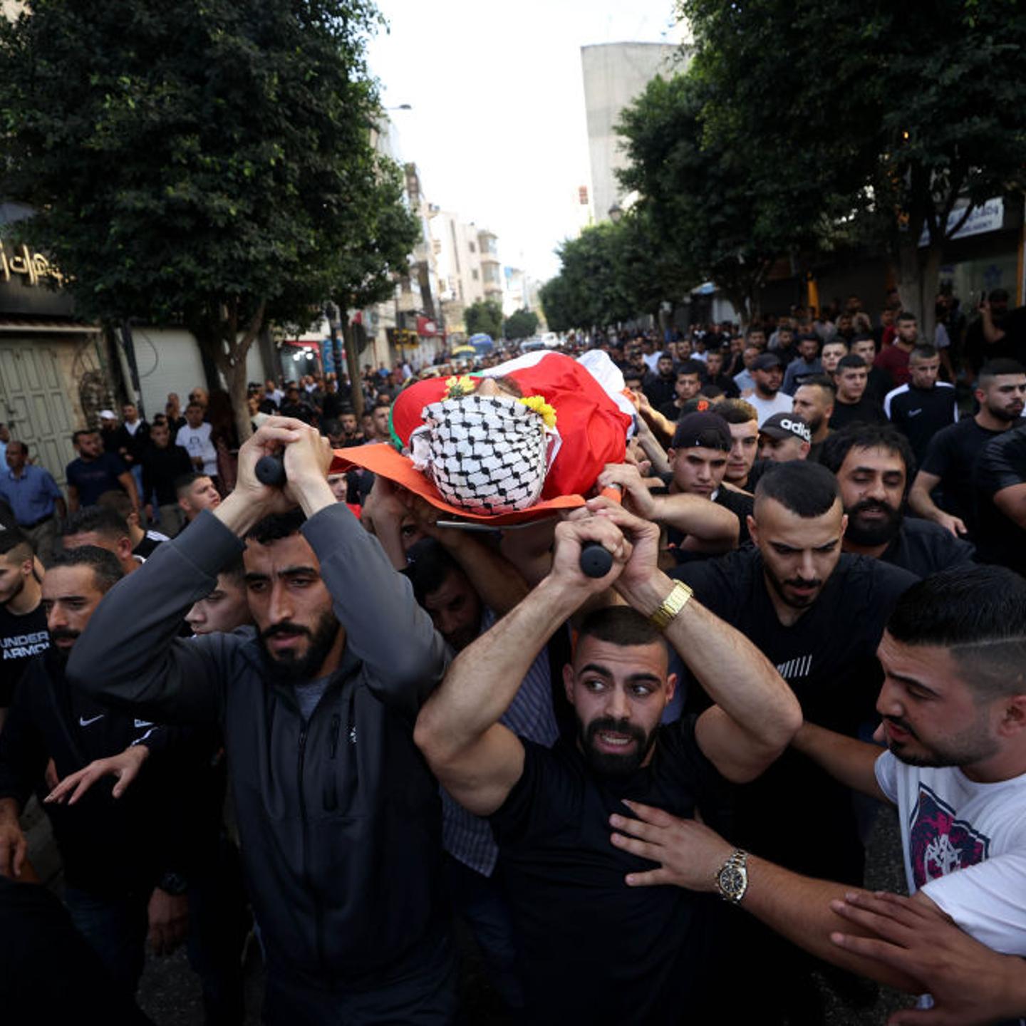 Funeral ceremony of Palestinians at Al-Jalazun Refugee Camp