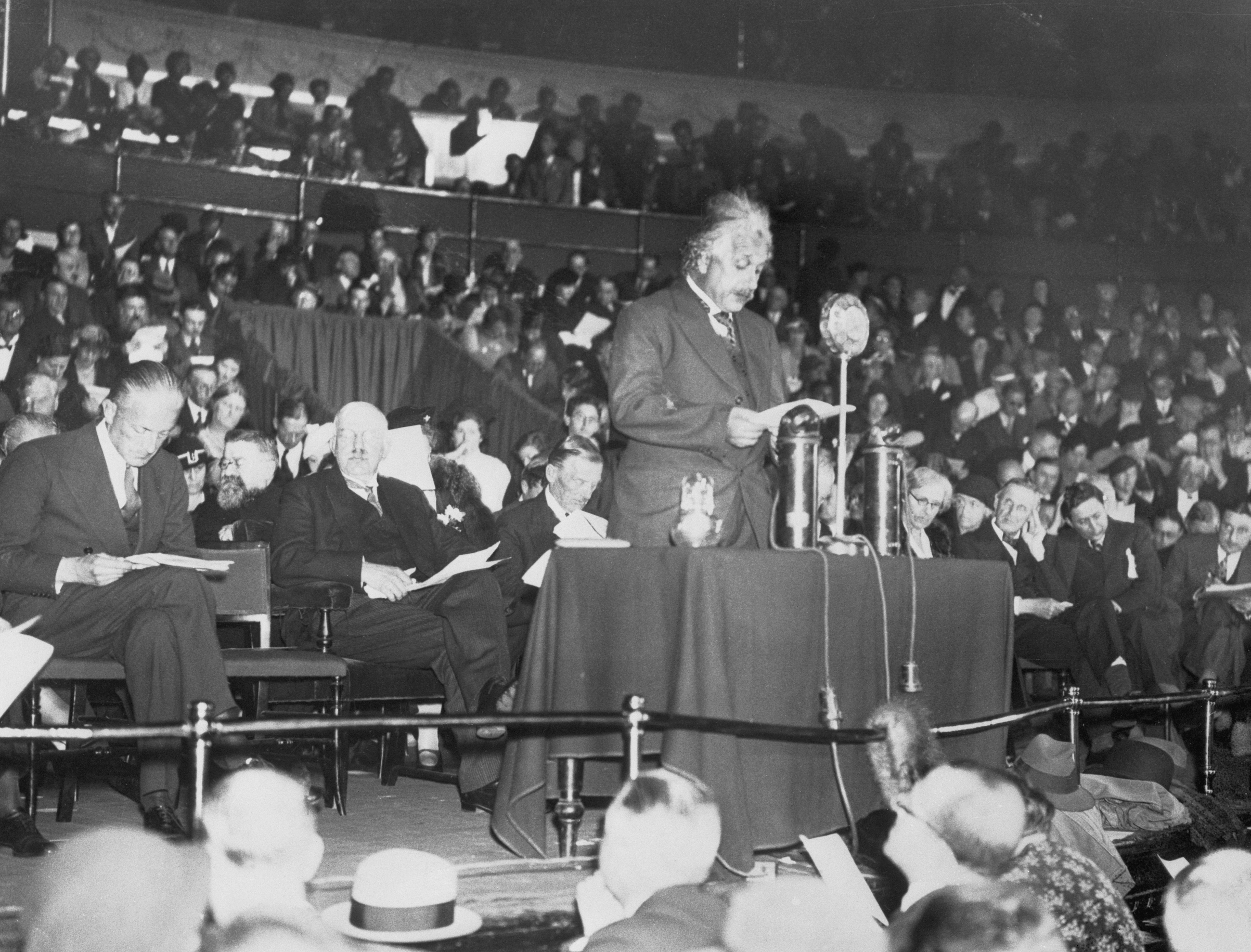 Portrait of Albert Einstein Delivering Speech