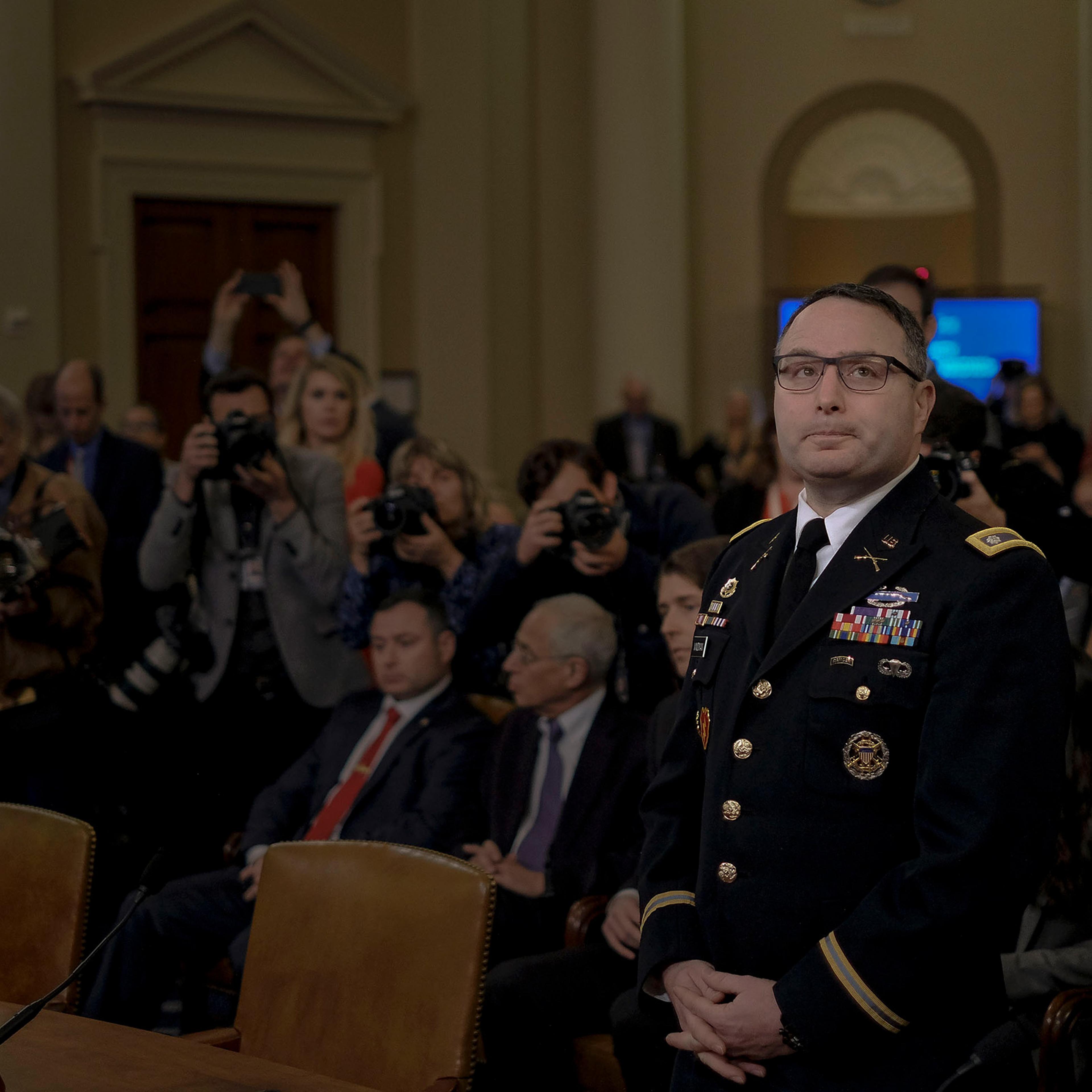 11/19/19, Capitol Hill, Washington, D.C. Witness Lt. Col. Alexander Vindeman, National Security Council staffer, enters the House Intelligence Committee hearing on the impeachment inquiry at the Longworth House Office building on Capitol Hill in Washingt