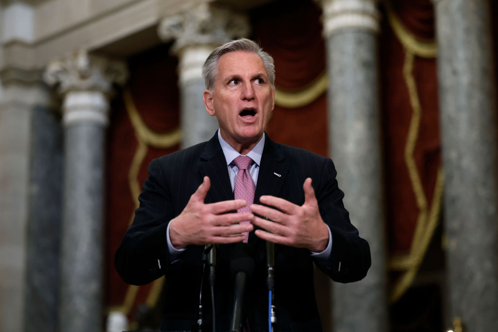 Newly Elected Speaker Of The House Kevin McCarthy (R-CA) Holds News Conference At U.S. Capitol