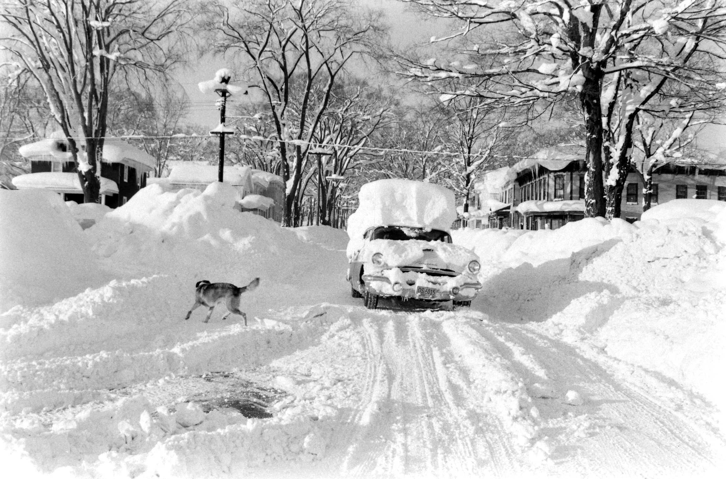 Scene from a snow storm in Oswego, New York, on December 1958 that dropped over 6 feet of snow.