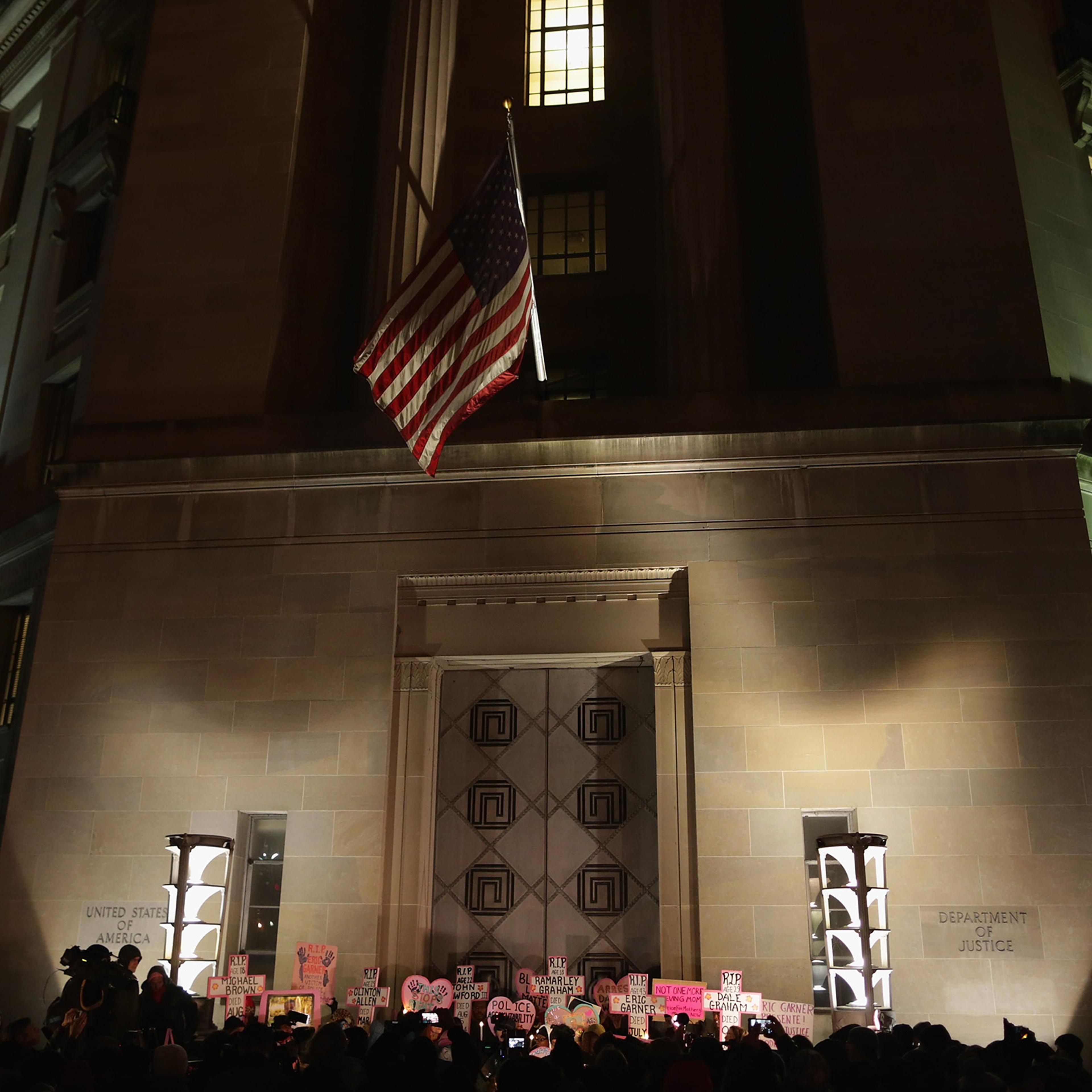 Code Pink for Peace and Mothers Against Police Brutality organize a protest outside the Justice Department, joining mothers whose unarmed sons where killed by police and other demonstrators in Washington, D.C. on Dec. 10, 2014.