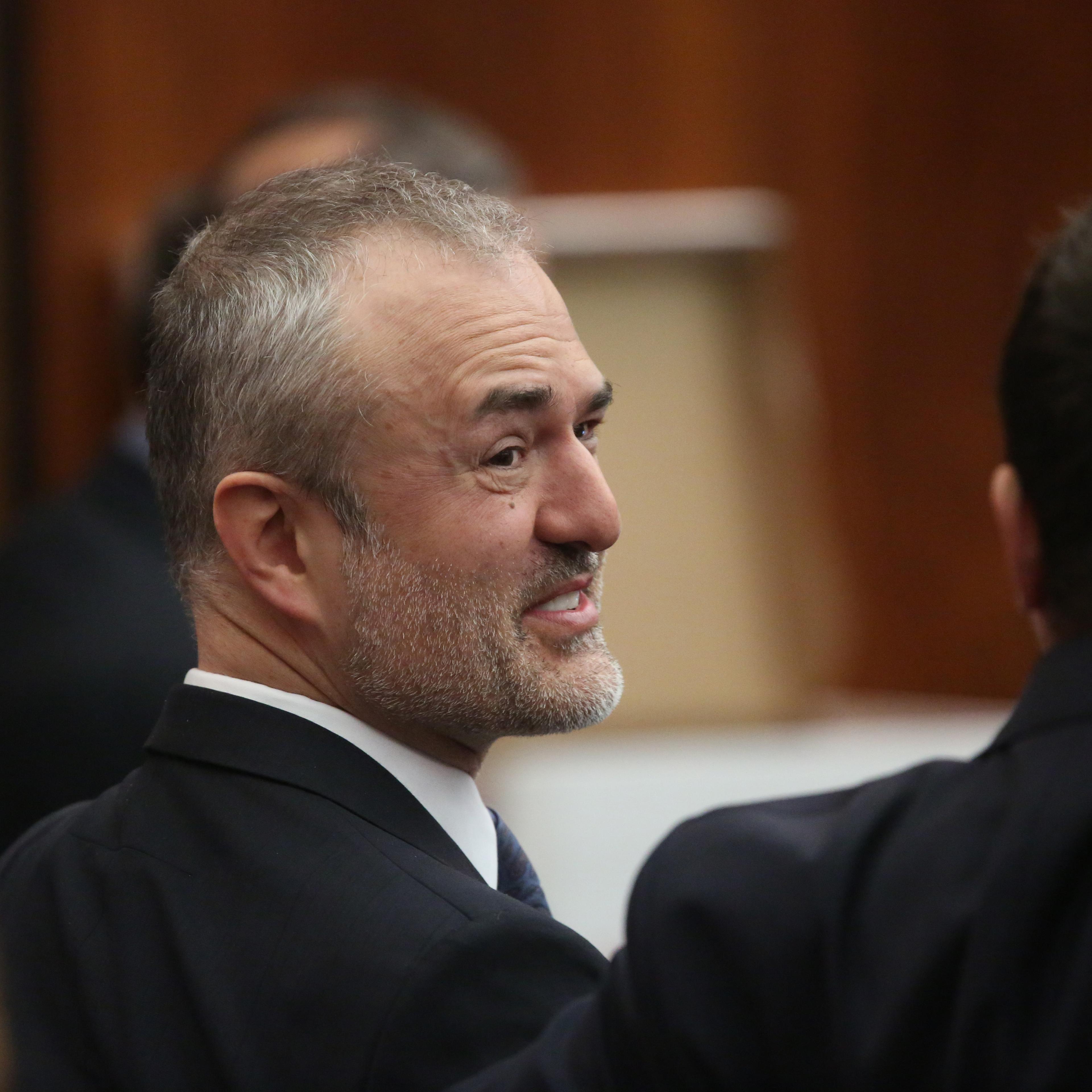 Nick Denton, founder of Gawker, talks with his legal team before Terry Bollea, aka Hulk Hogan, testifies in court during his trial against Gawker Media in St. Petersburg, Fla., on March 8, 2016.
