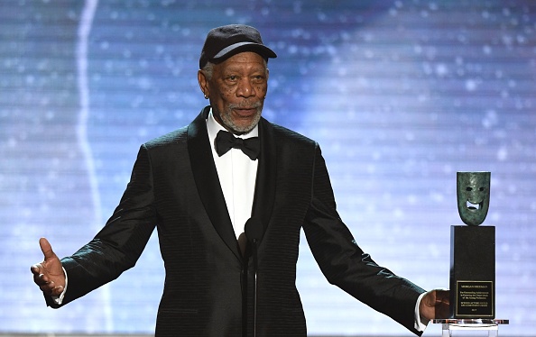 Morgan Freeman accepts the Lifetime Achievement Award onstage during the 24th Annual Screen Actors Guild Awards on January 21, 2018.