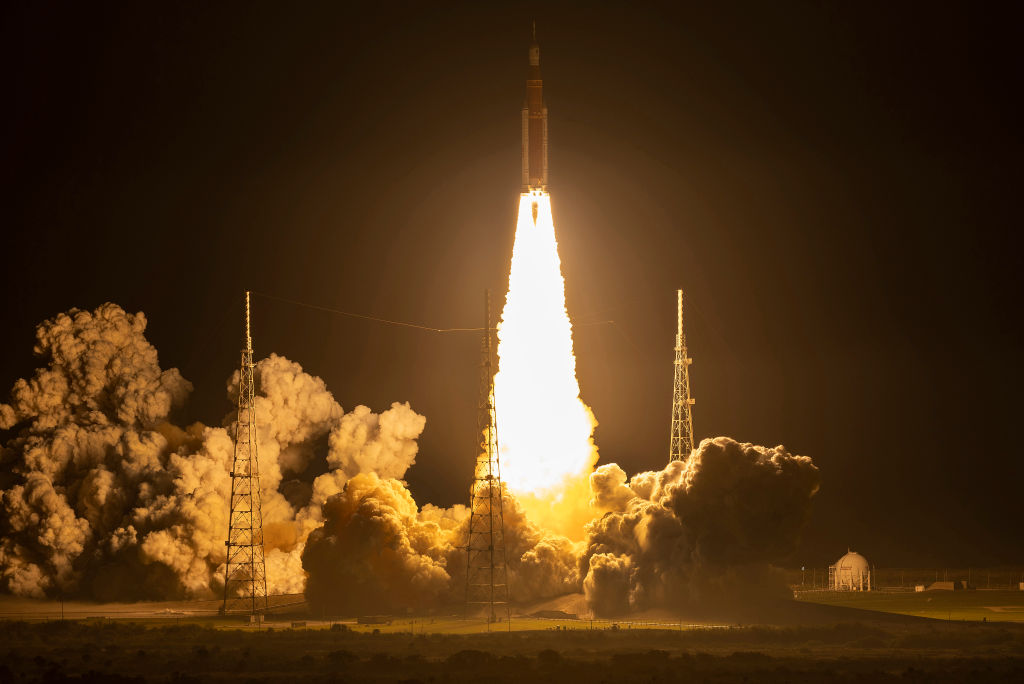 NASA’s Artemis I Space Launch System (SLS) rocket launched at NASA's Kennedy Space Center on Nov. 16, 2022 in Cape Canaveral, Florida.