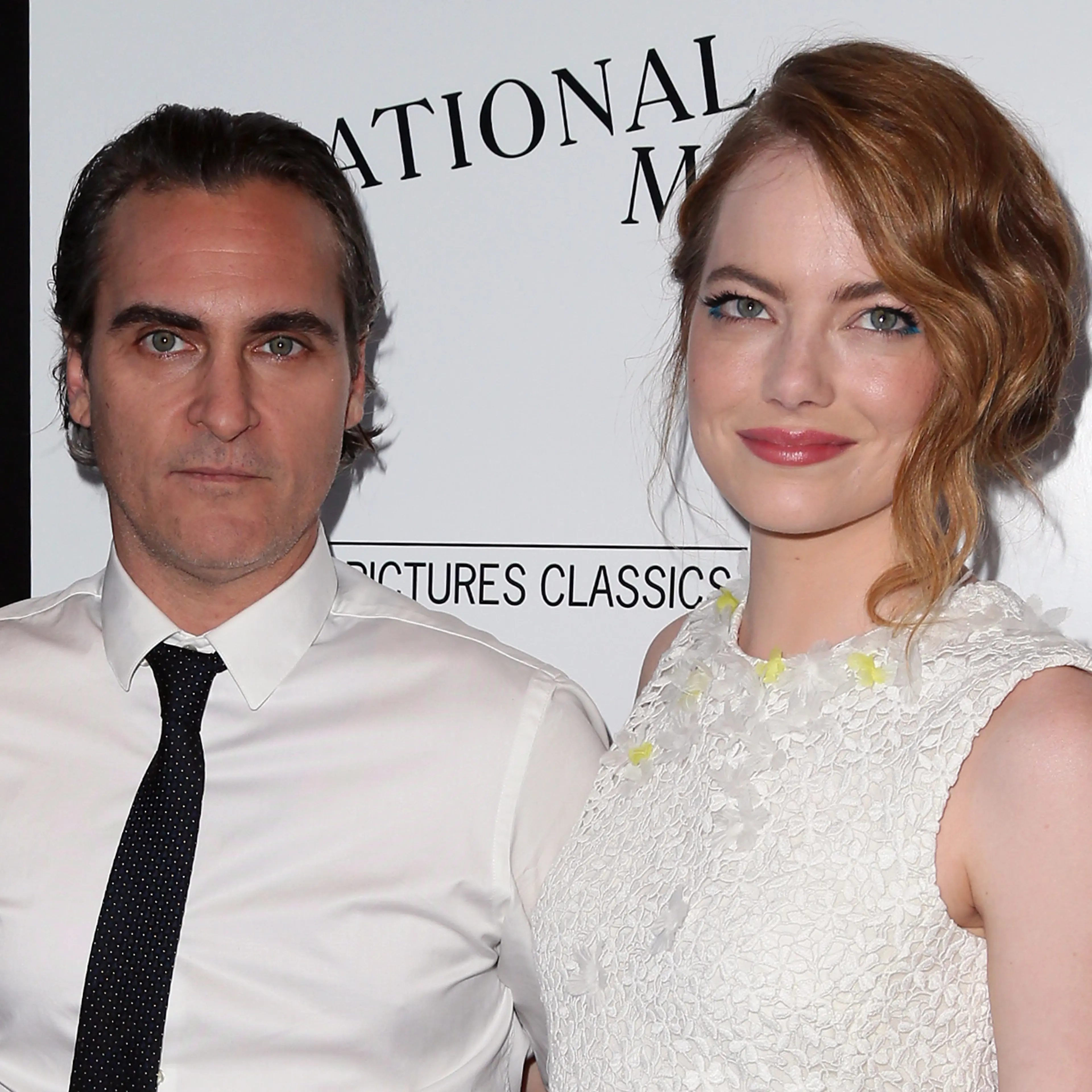 Joaquin Phoenix and Emma Stone attend the premiere of "Irrational Man" in Los Angeles on July 9, 2015.