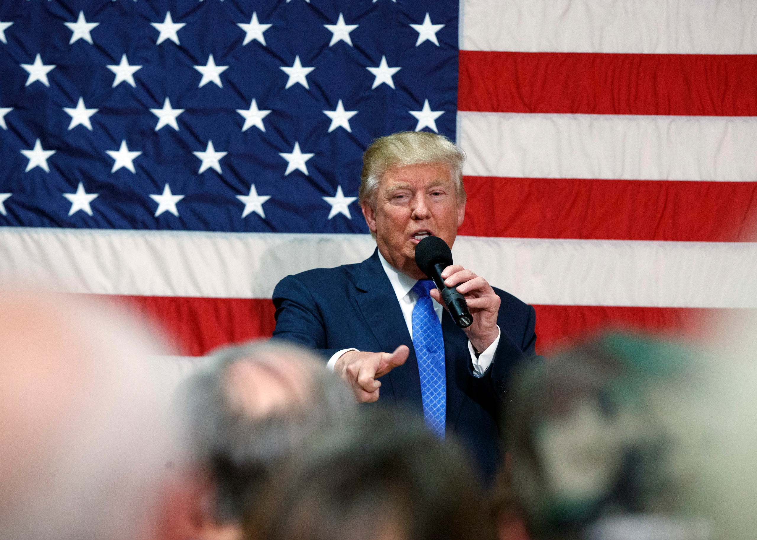 Republican presidential candidate Donald Trump speaks during a town hall, Thursday, Oct. 6, 2016, in Sandown, N.H. (AP Photo/ Evan Vucci)