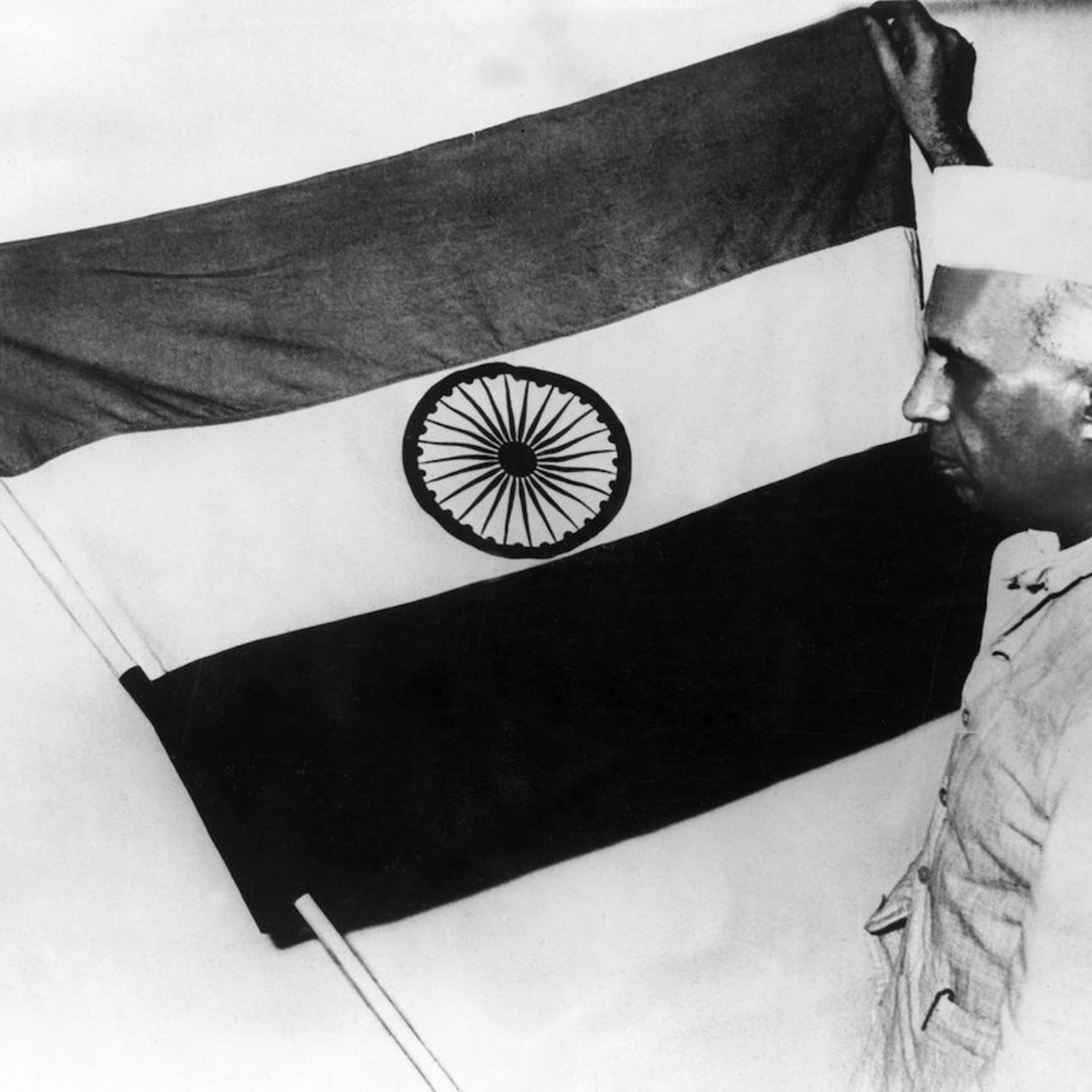Jawaharlal Nehru Presenting The National Flag Of India