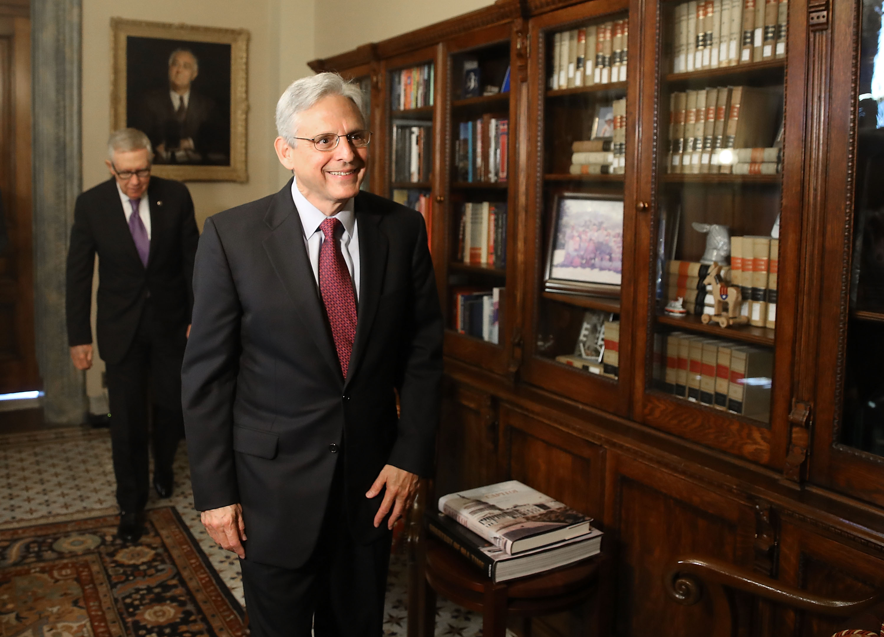 Senate Minority Democratic Harry Reid Meets With Supreme Court Nominee Merrick Garland On Capitol Hill