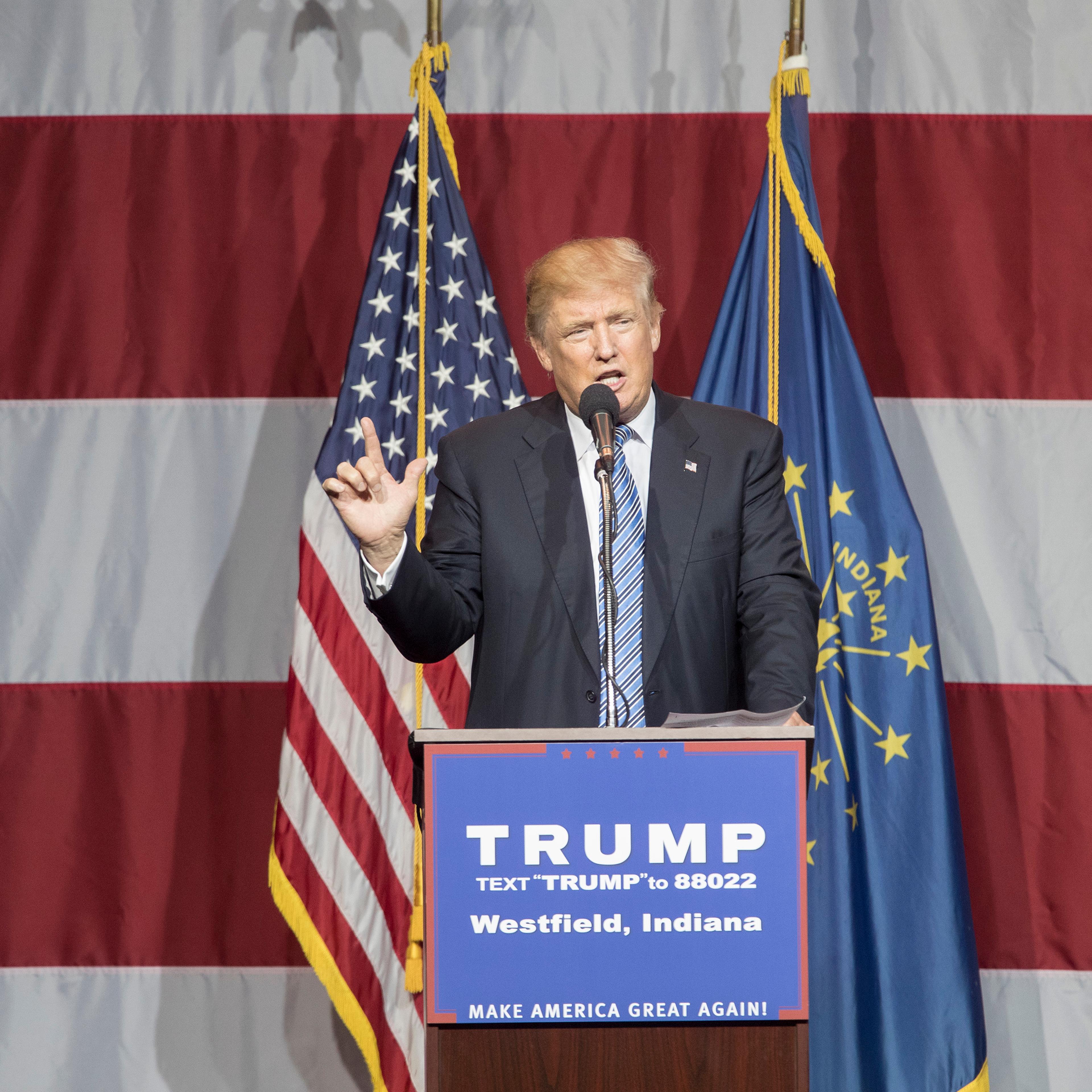 Republican presidential candidate Donald Trump speaks at the Grand Park Events Center on July 12, 2016 in Westfield, Indiana.