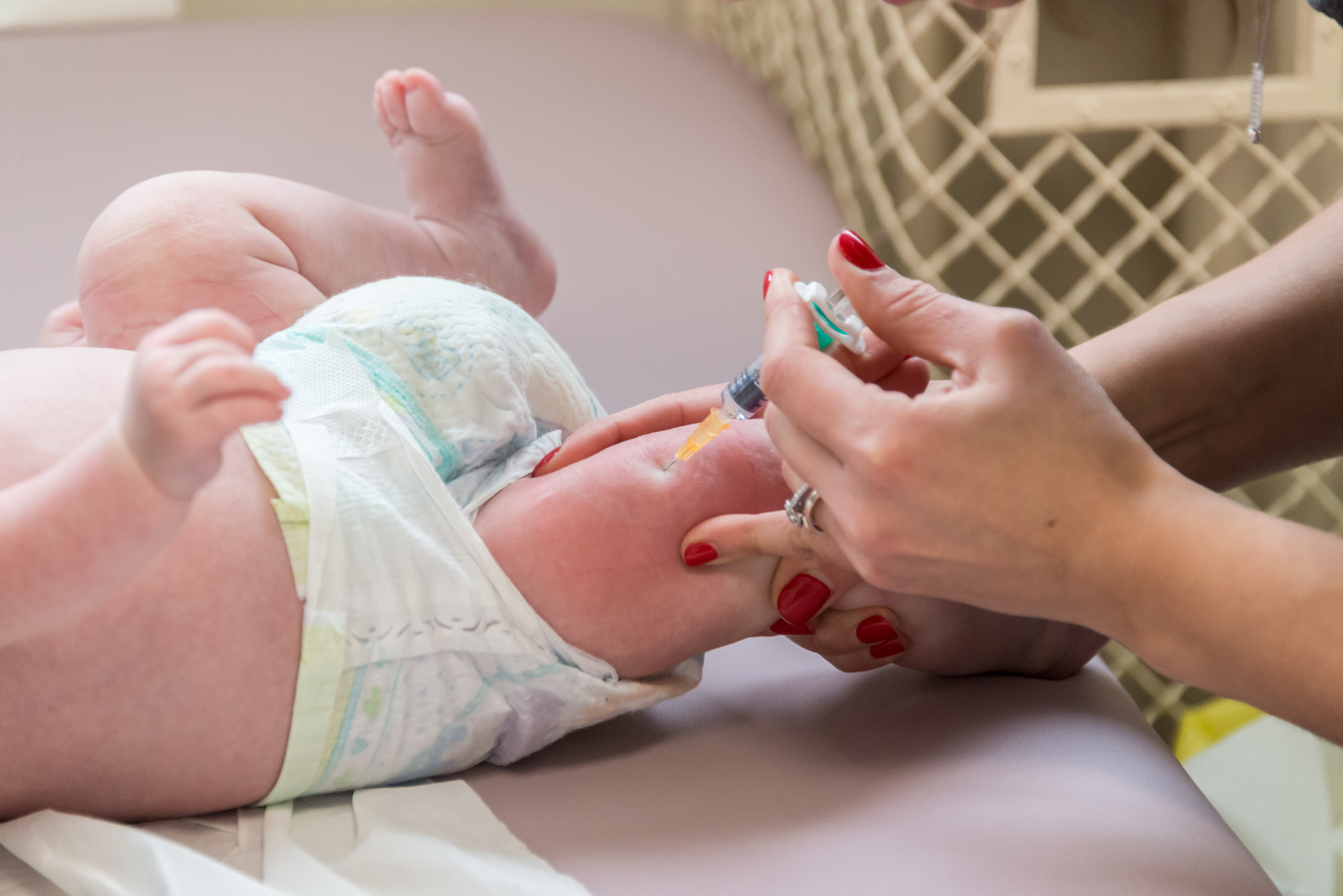 needle and baby