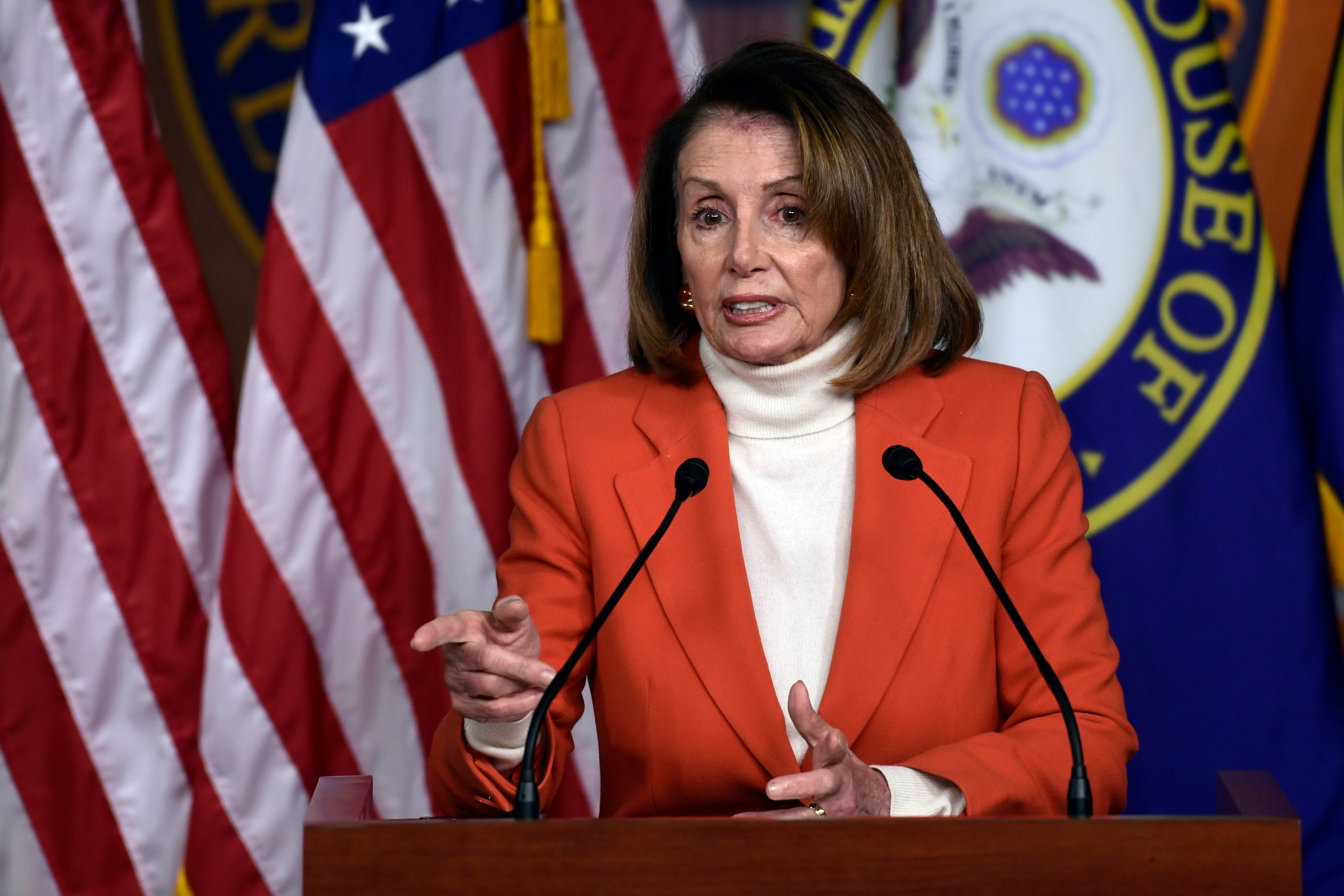 House Minority Leader Nancy Pelosi, speaks during a news conference