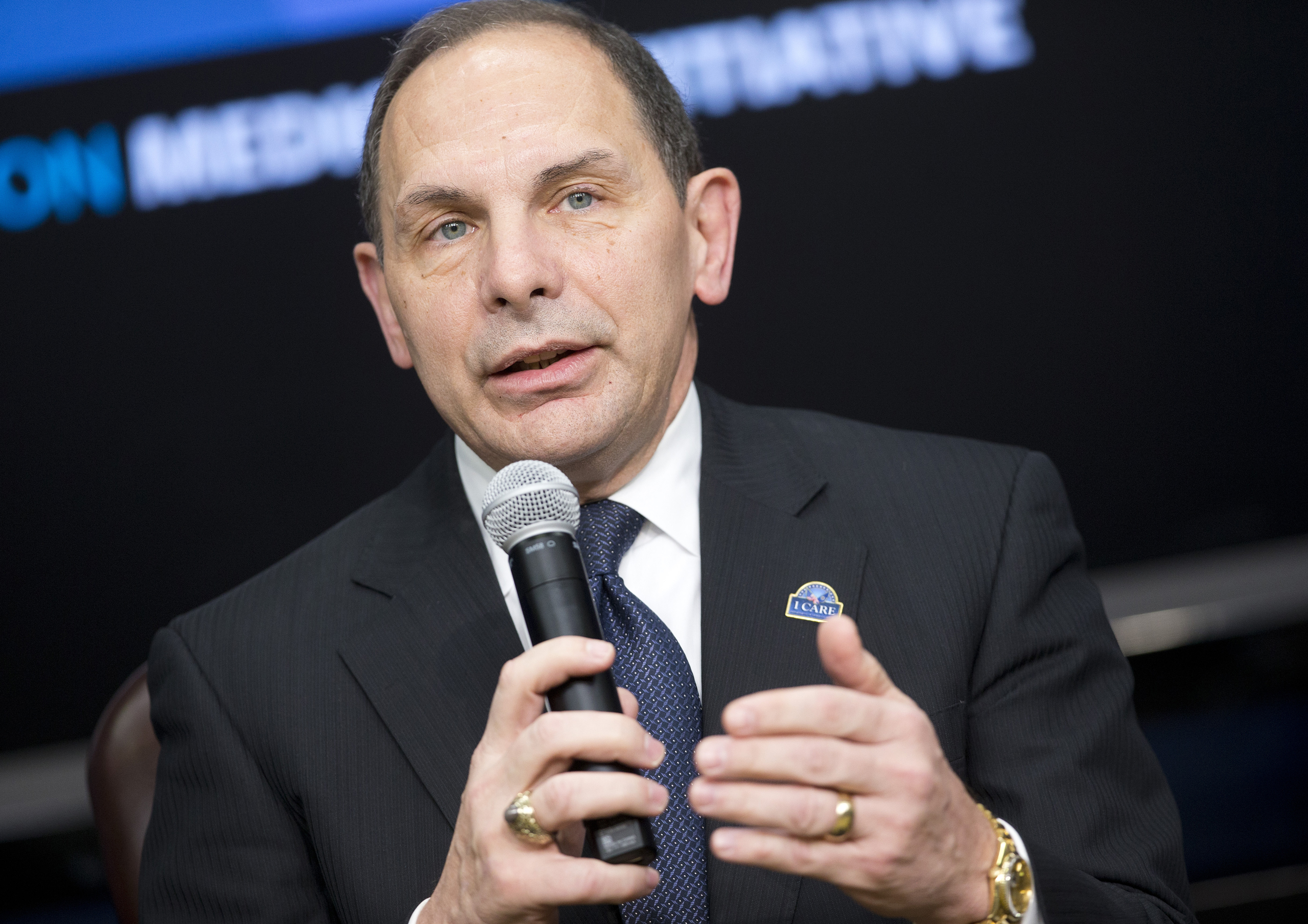 Veterans Affairs Secretary Robert McDonald during a panel discussion as part of the White House Precision Medicine Initiative (PMI) in the South Court Auditorium in the Eisenhower Executive Office Building on the White House complex in Washington, Thursd