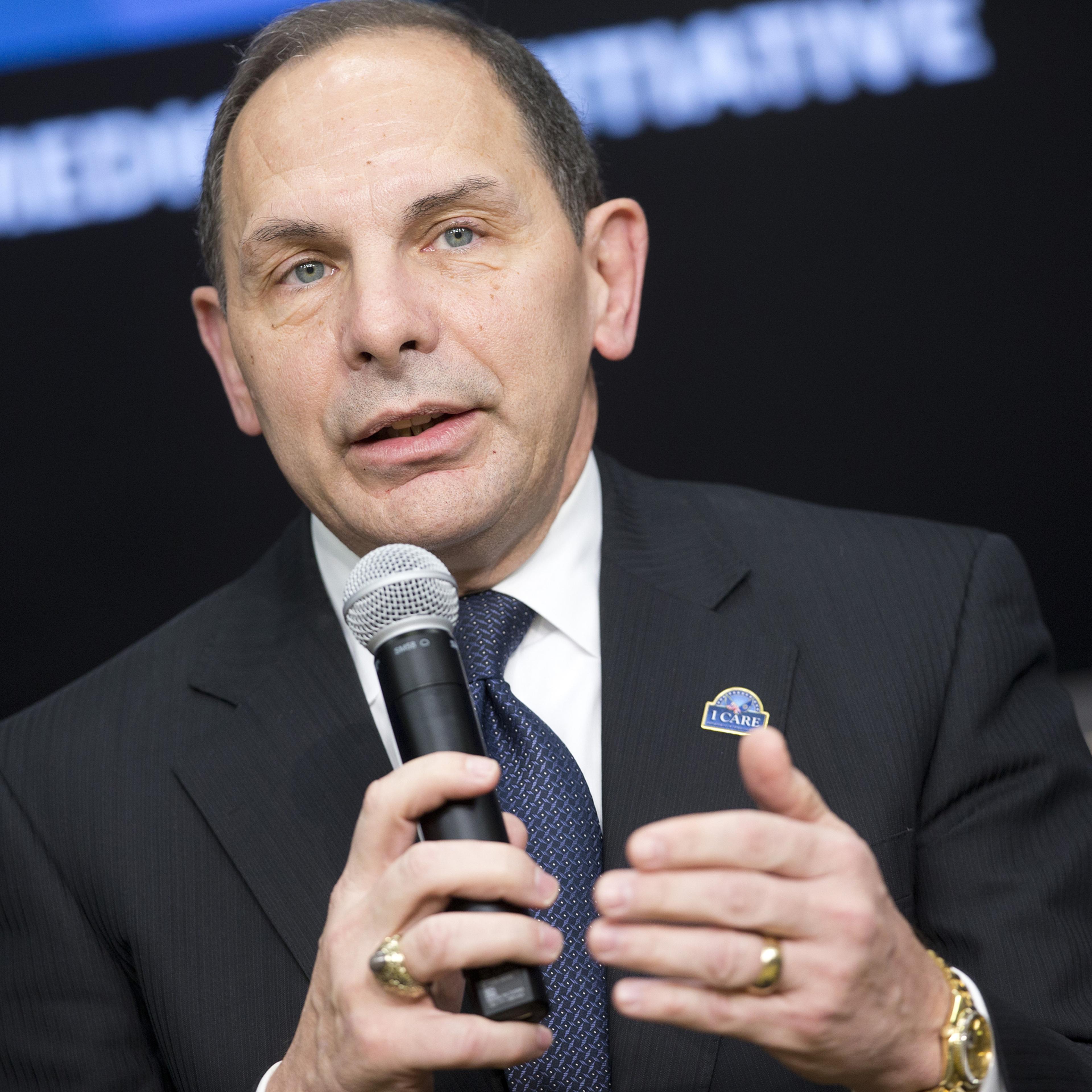 Veterans Affairs Secretary Robert McDonald during a panel discussion as part of the White House Precision Medicine Initiative (PMI) in the South Court Auditorium in the Eisenhower Executive Office Building on the White House complex in Washington, Thursd