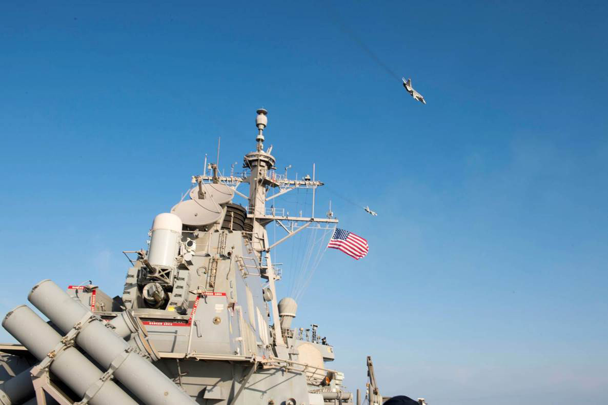 Russian Sukhoi Su-24 Attack Aircraft Makes Low Altitude Pass by USS Donald Cook