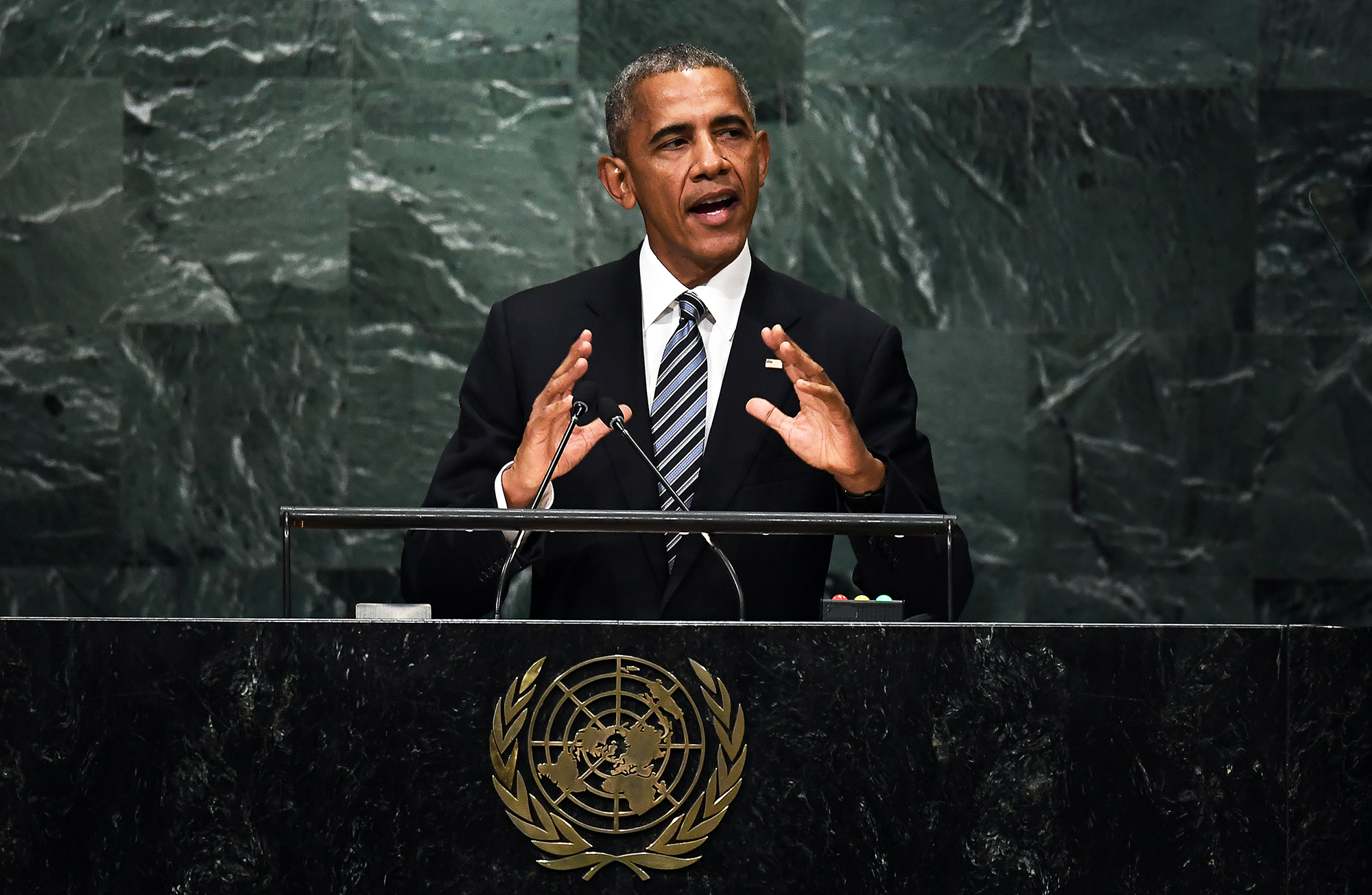 Barack Obama addresses the 71st session of United Nations General Assembly at the UN Headquarters in New York City on Sept. 20, 2016.
