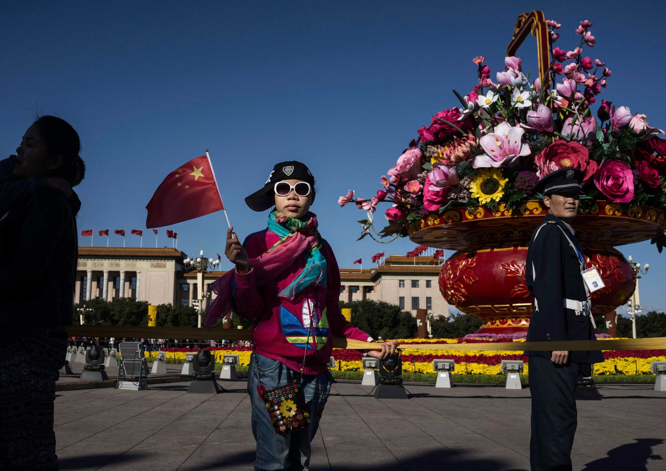 China national Day flag raising Tiananmen Square Beijing