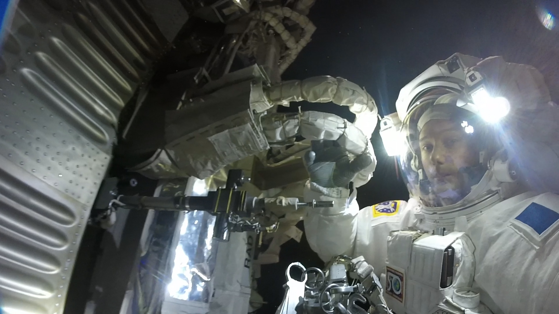 French Astronaut Thomas Pesquet of ESA conducts a spacewalk outside the International Space Station on Friday, March 24.