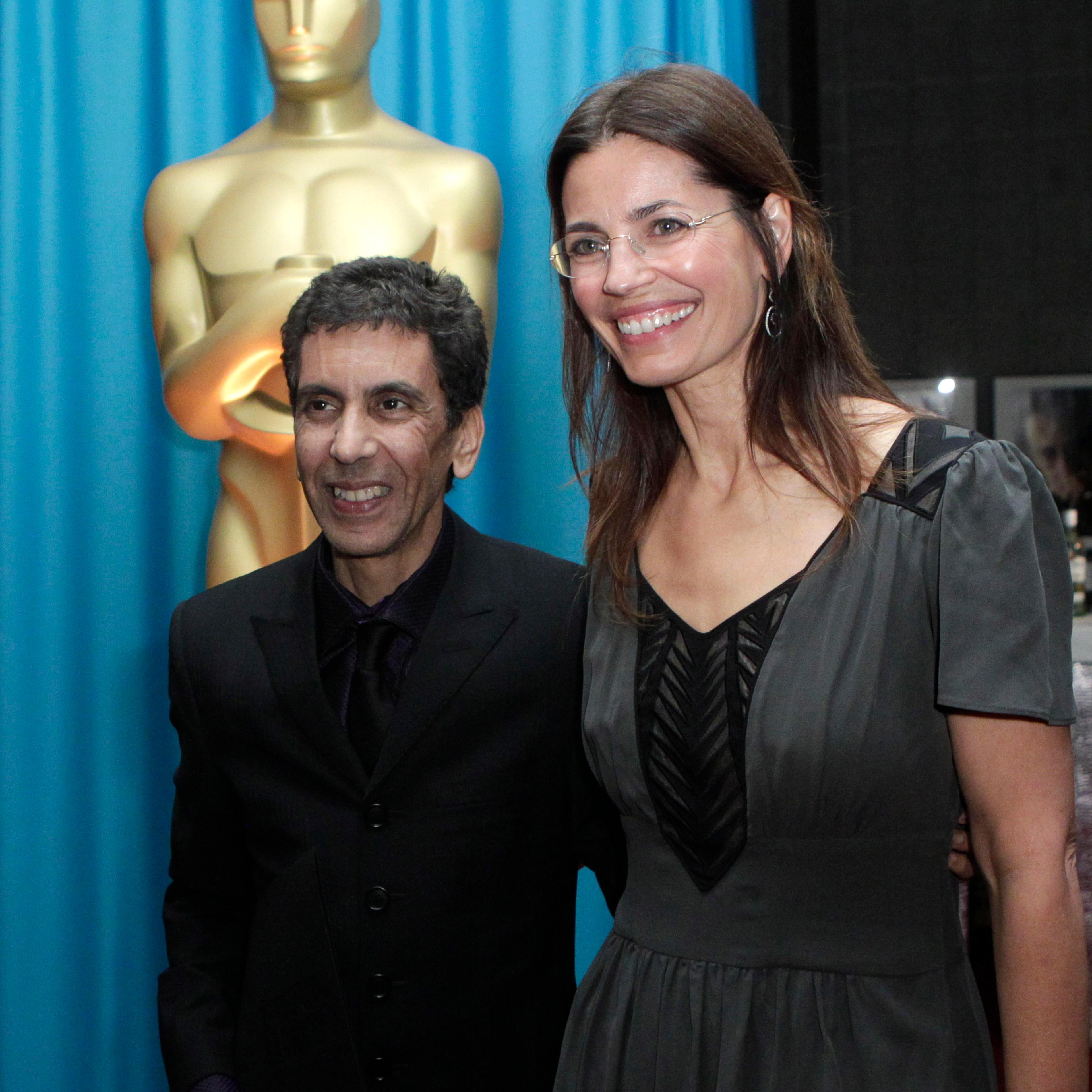 Screenwriter Susanna Grant (R) and Rachid Bouchareb, a French-Algerian director at the Foreign Language Award Directors reception in Beverly Hills, Calif. on Feb. 25, 2011.