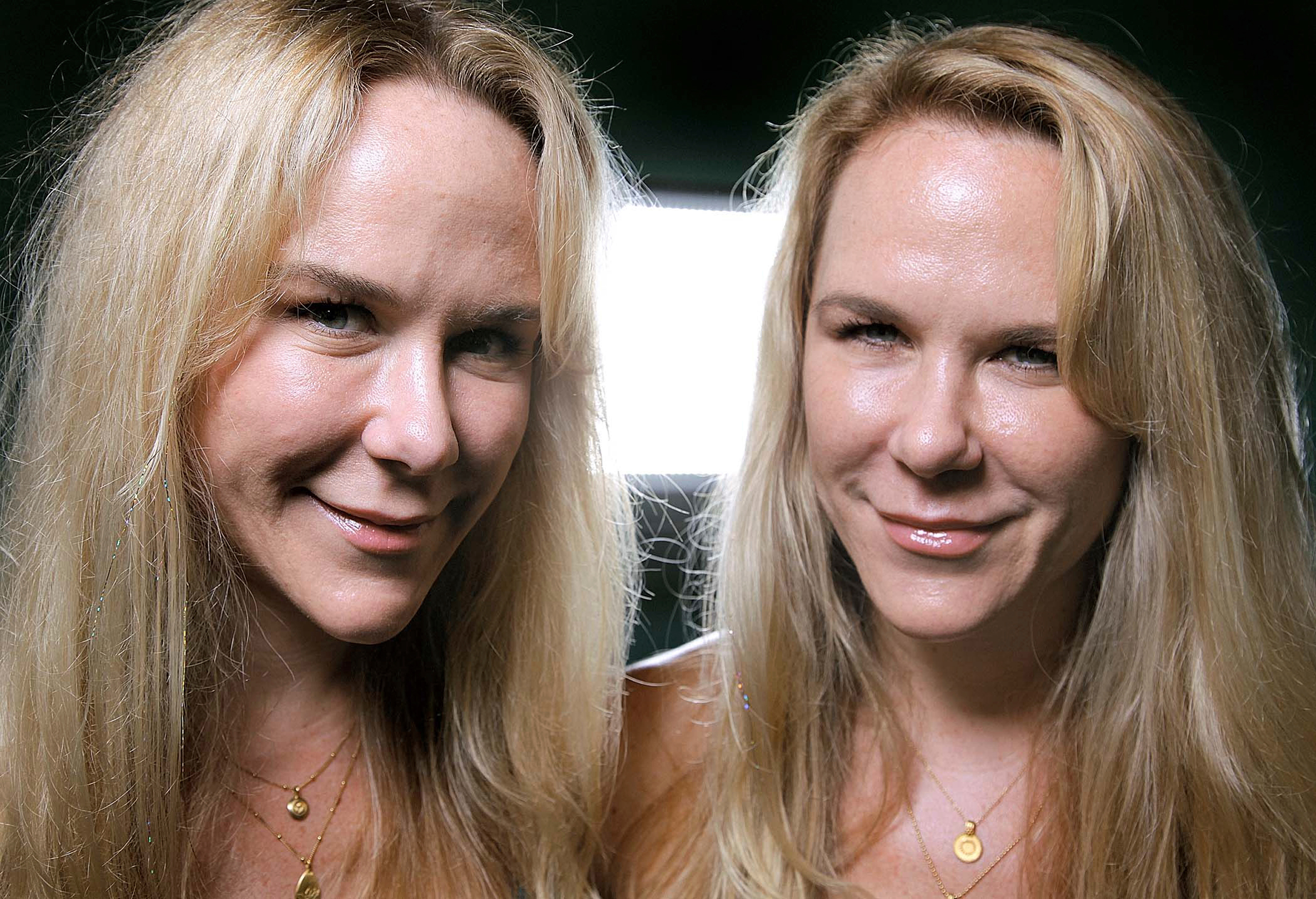 FILE- In this Oct. 12, 2011, file photo, Anastasia, left, and Alexandria Duval, known as Alison and Ann Dadow before they changed their names, stand in the window of their yoga studio in West Palm Beach, Fla. Alexandria Duval was arrested Friday, Nov. 11