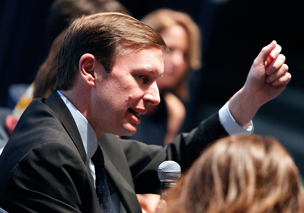 Sen. Chris Murphy (D-CT) speaks at an UNDER THE GUN post-screening panel discussion at the Burke Theater at the U.S. Navy Memorial on May 11, 2016 in Washington, DC.