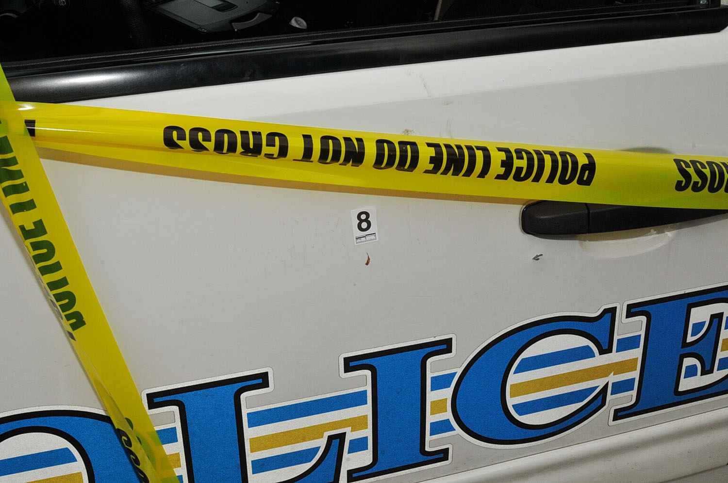 An undated evidence photograph made available by the St. Louis County prosecutors office on Nov. 25, 2014 shows Ferguson police officer Darren Wilson's vehicle taken after the shooting of Michael Brown.