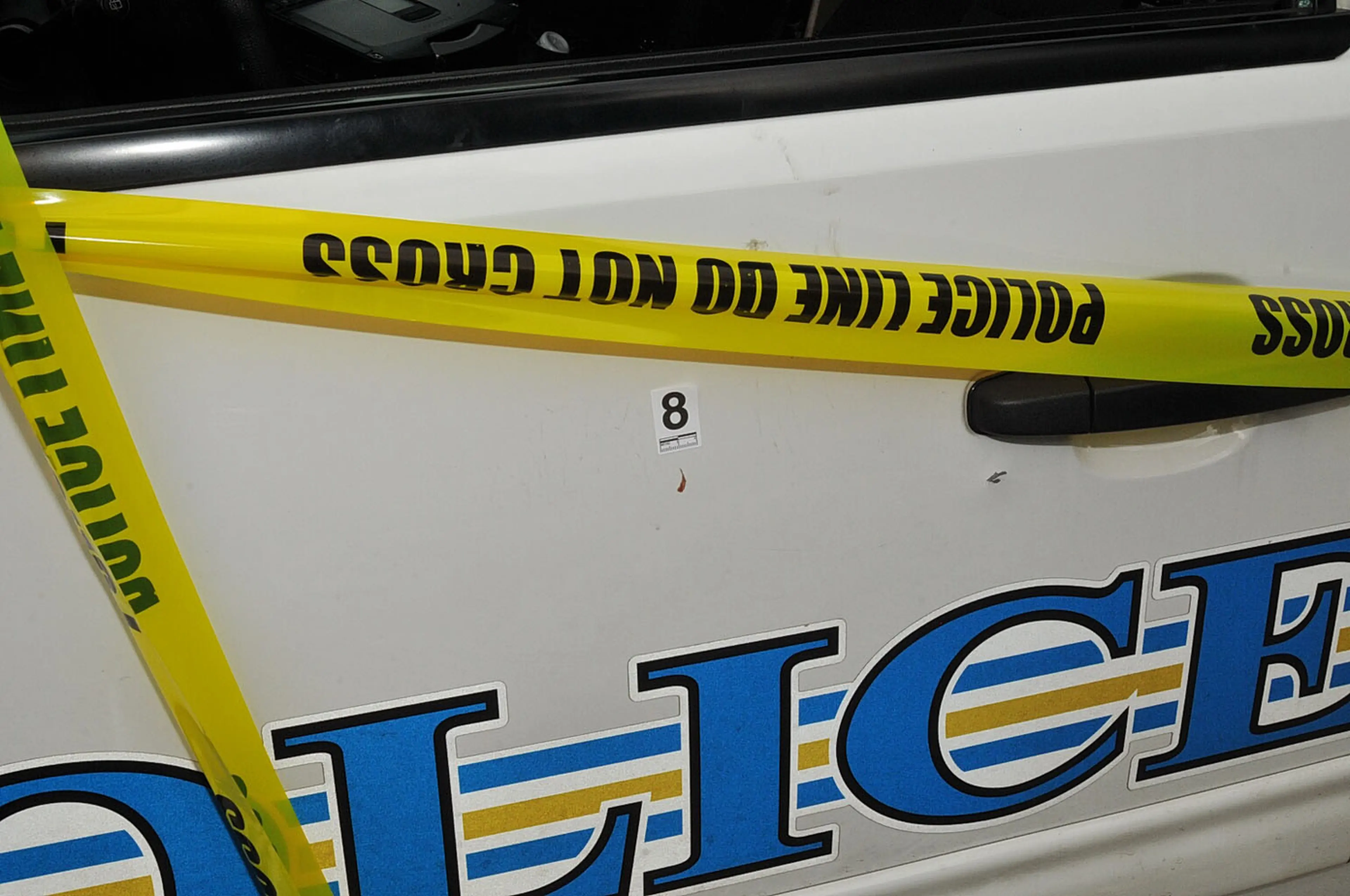 An undated evidence photograph made available by the St. Louis County prosecutors office on Nov. 25, 2014 shows Ferguson police officer Darren Wilson's vehicle taken after the shooting of Michael Brown.