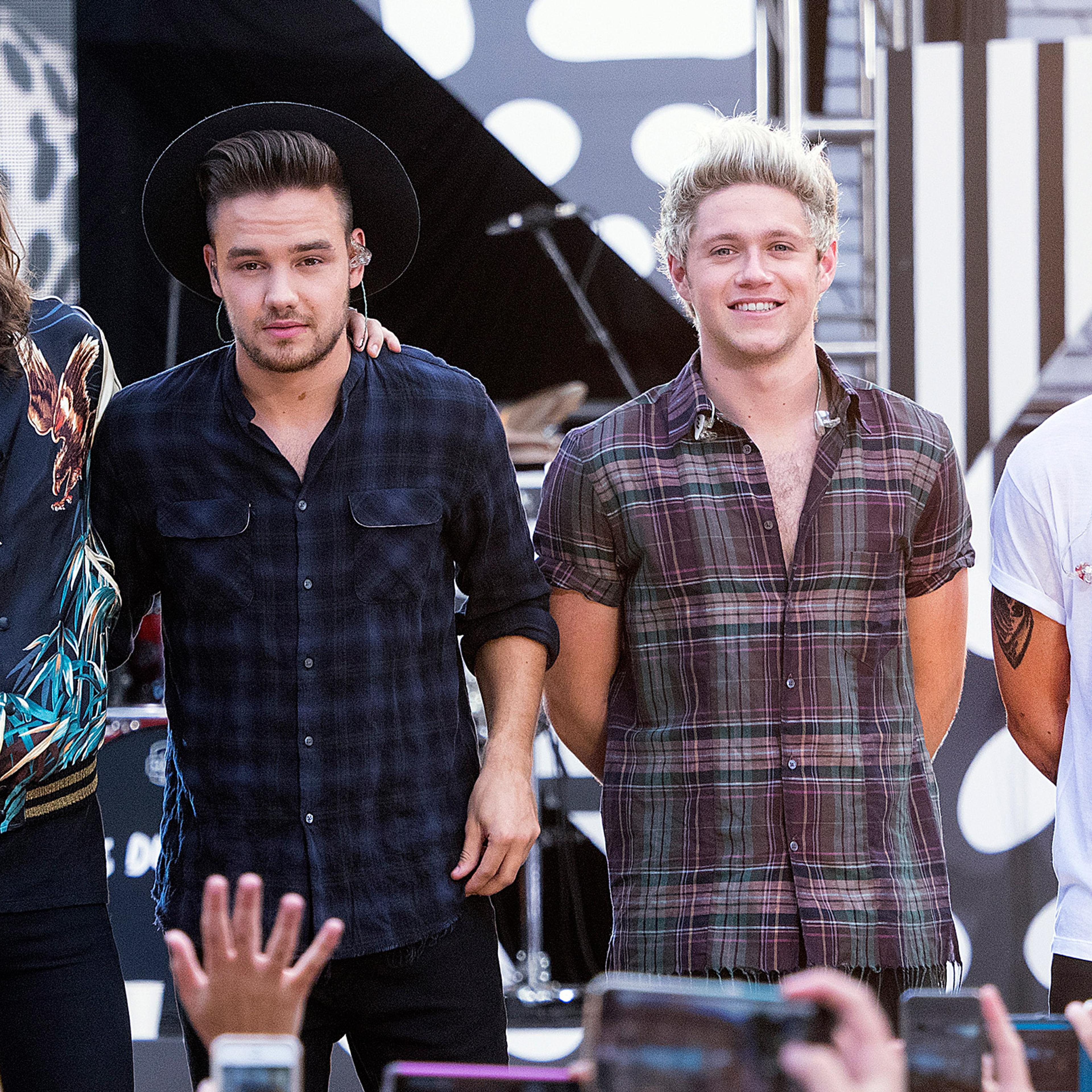 NEW YORK, NY - AUGUST 04: (L-R) Harry Styles, Liam Payne, Niall Horan and LouisTomlinson of One Direction perform on "Good Morning America's Summer Concert Series" at Rumsey Playfield, Central Park on August 4, 2015 in New York City. (Photo by Debra L Ro